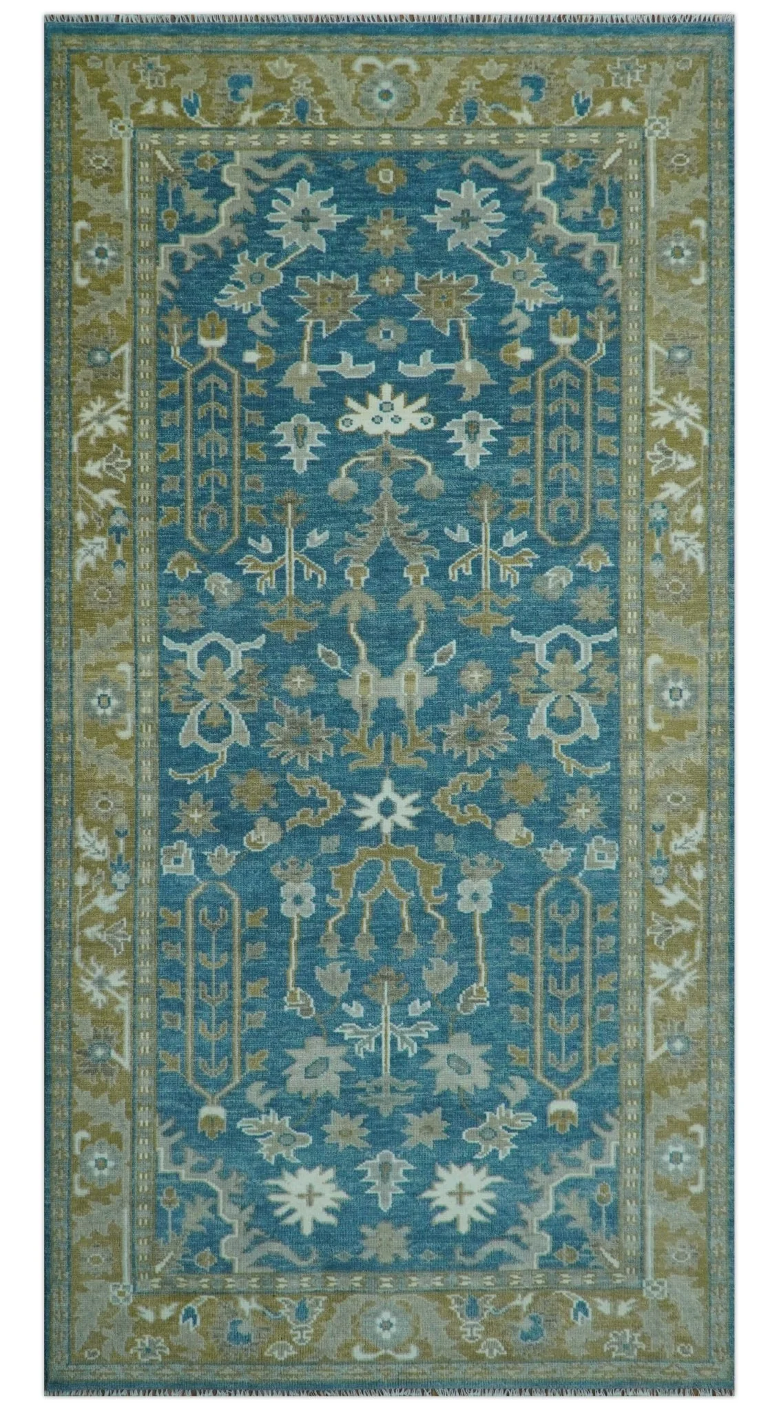 Antique Blue and Brown Persian Oushak Multi Size wool Area Rug - Image 11