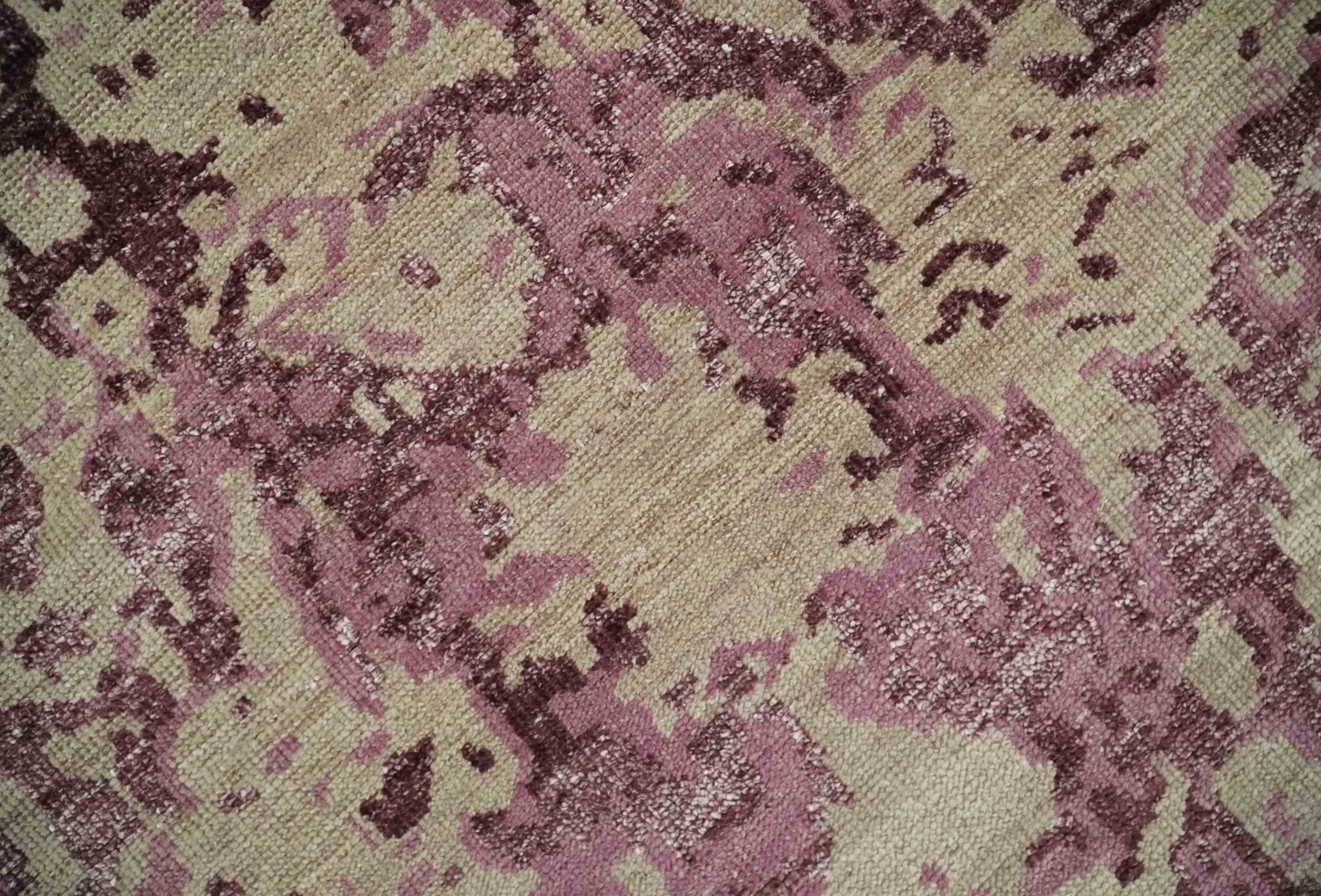 8x10 Camel and Purple Antique Style, Abstract Hand Knotted Low pile Wool Area Rug - Image 4