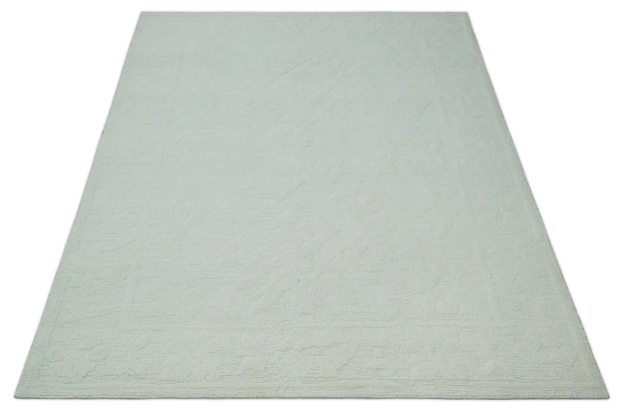 Premium 8x10 carved Texture Ivory Traditional hand knotted wool Area rug - Image 10