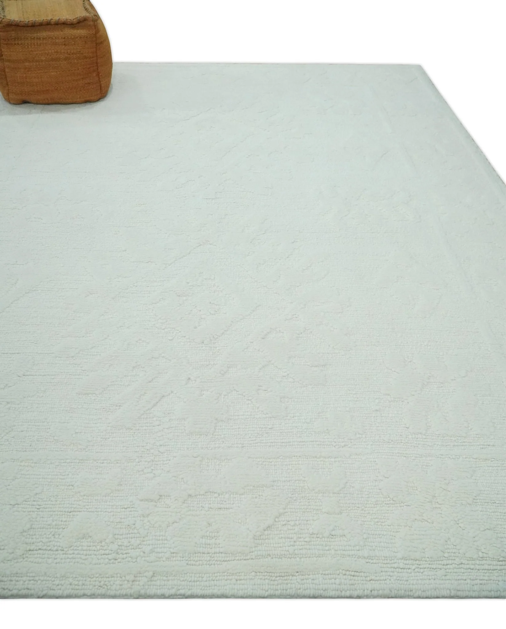 Premium 8x10 carved Texture Ivory Traditional hand knotted wool Area rug - Image 3