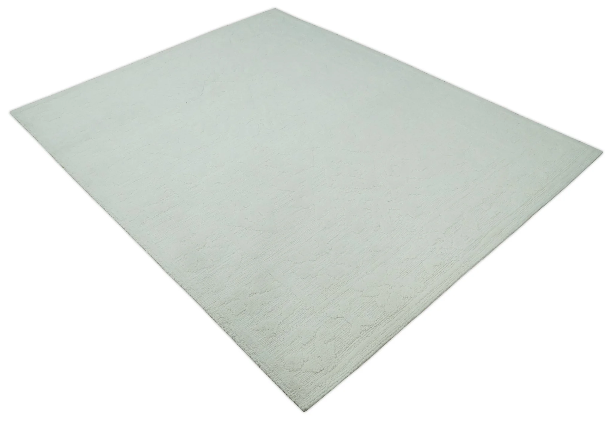 Premium 8x10 carved Texture Ivory Traditional hand knotted wool Area rug - Image 9
