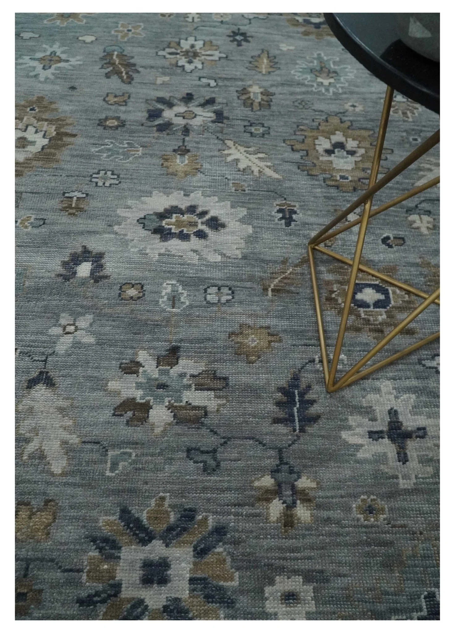 8x10 Traditional Gray and Brown Antique Style Floral Hand knotted Wool Area Rug - Image 2