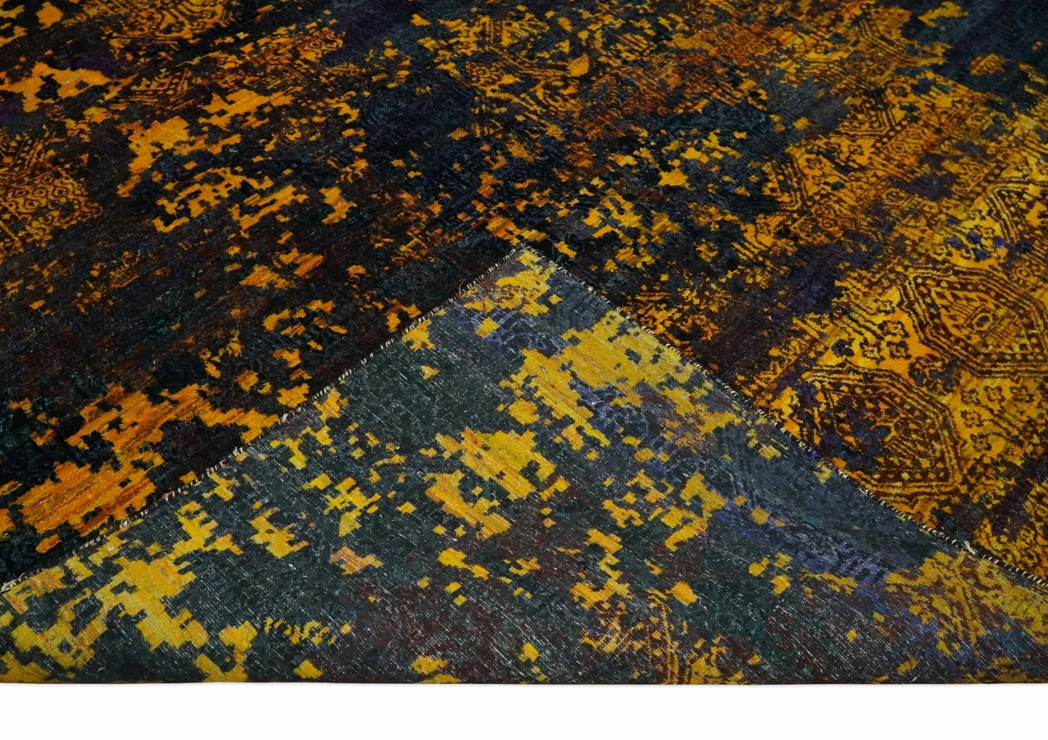 Recycled Silk 8x10 Charcoal and gold Modern Abstract Handmade Area Rug - Image 6