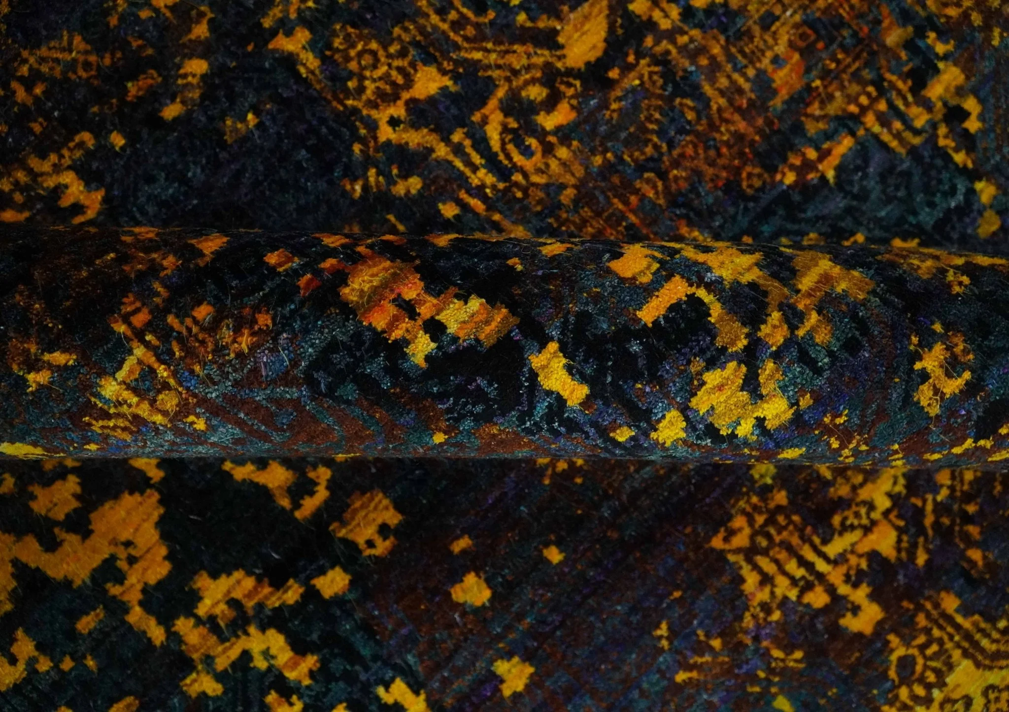 Recycled Silk 8x10 Charcoal and gold Modern Abstract Handmade Area Rug - Image 7