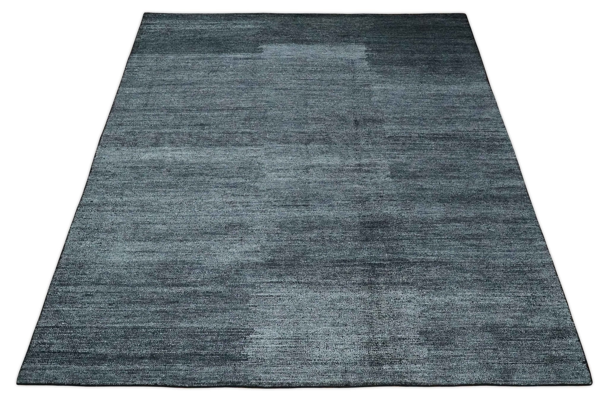 8x10 Charcoal and Silver Blended Hand knotted Bamboo Silk Area Rug - Image 10
