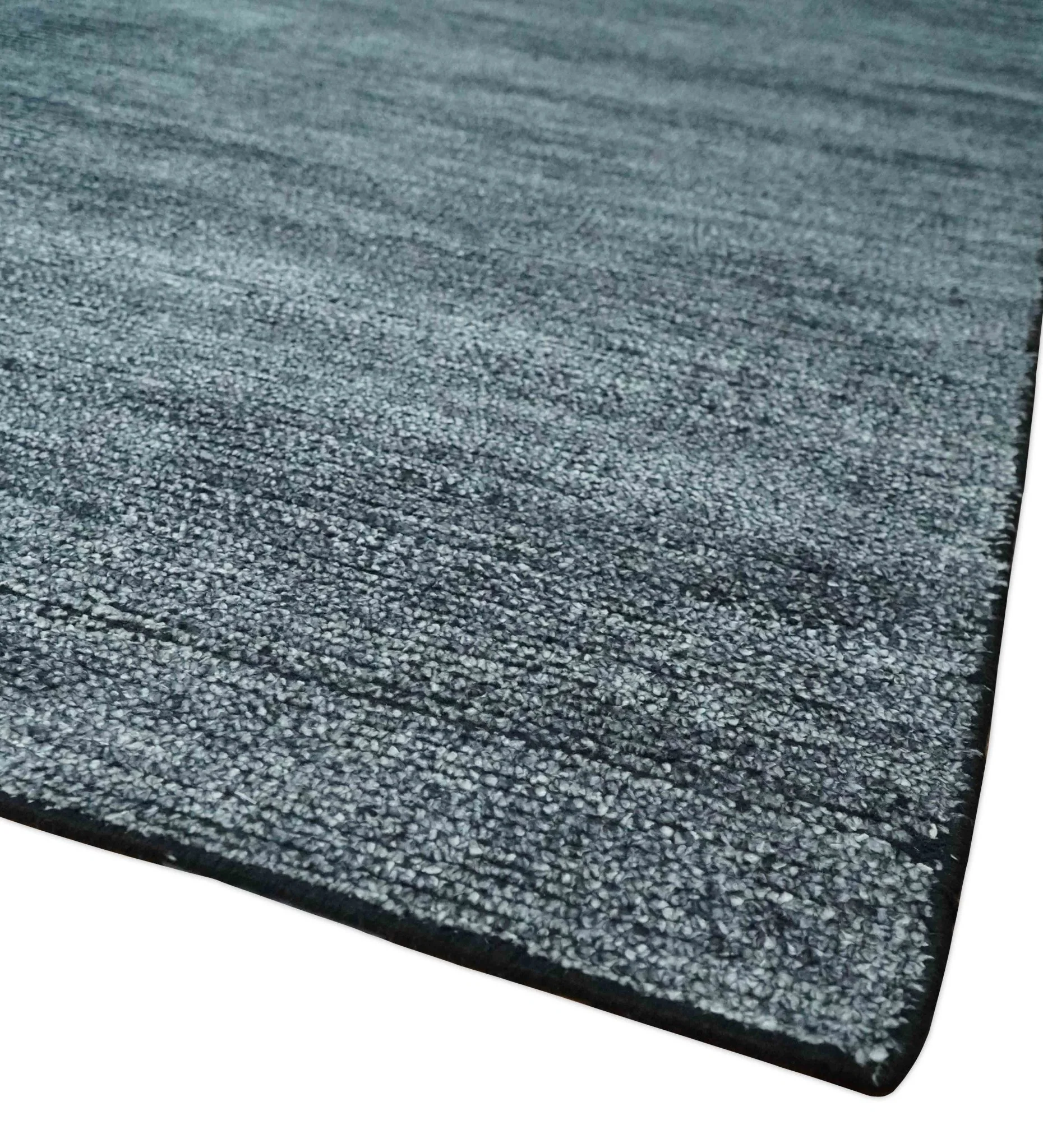 8x10 Charcoal and Silver Blended Hand knotted Bamboo Silk Area Rug - Image 3