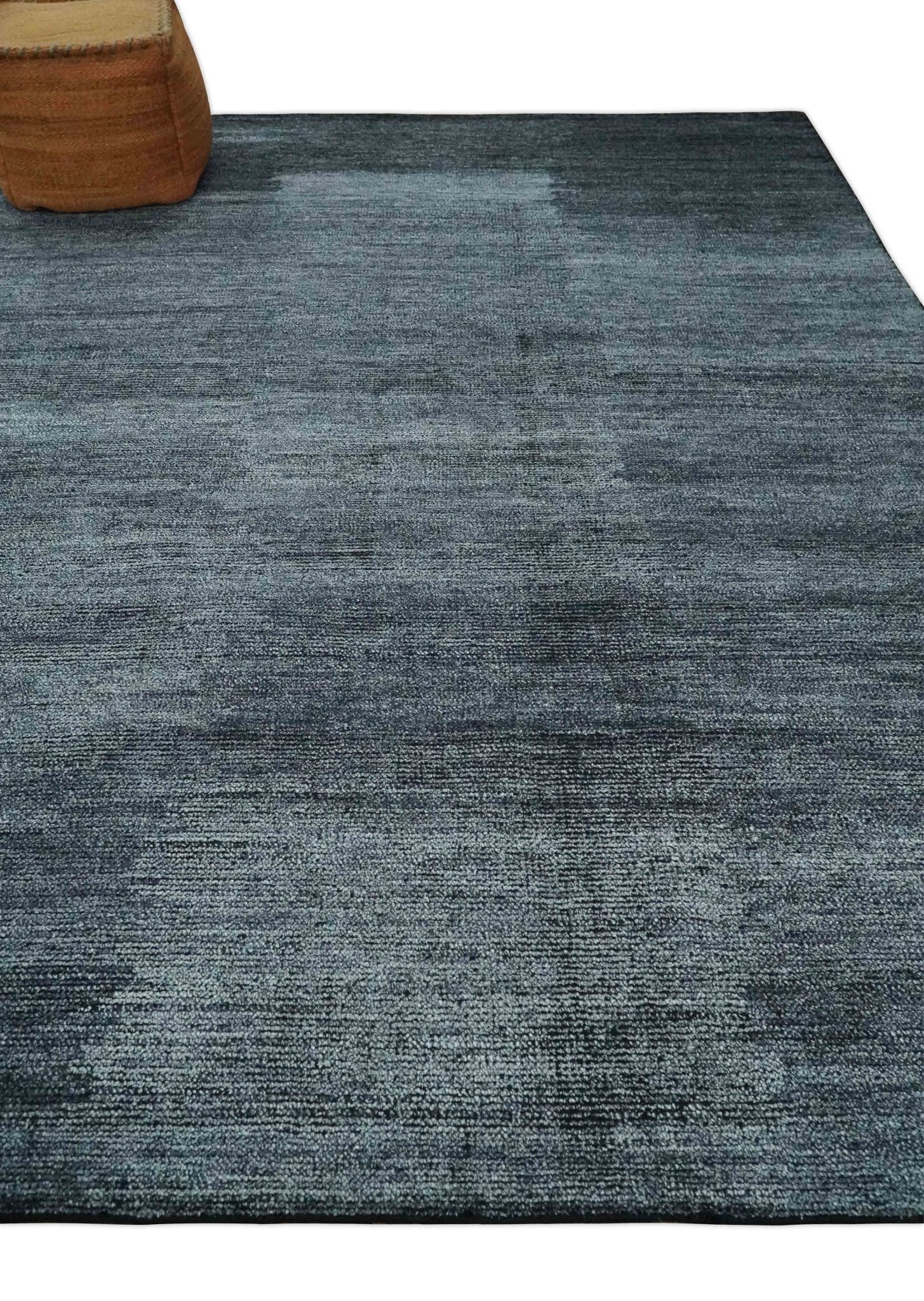 8x10 Charcoal and Silver Blended Hand knotted Bamboo Silk Area Rug - Image 4