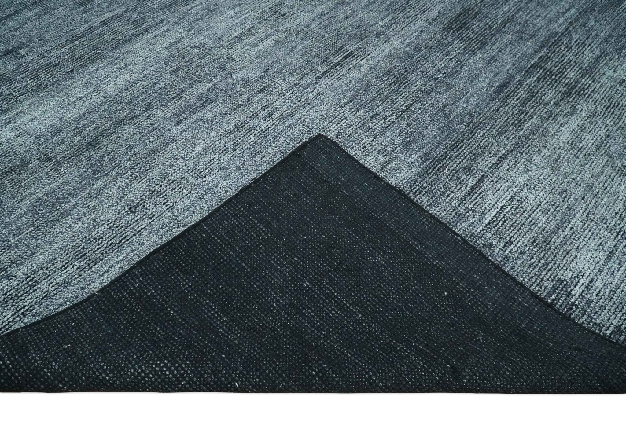 8x10 Charcoal and Silver Blended Hand knotted Bamboo Silk Area Rug - Image 7