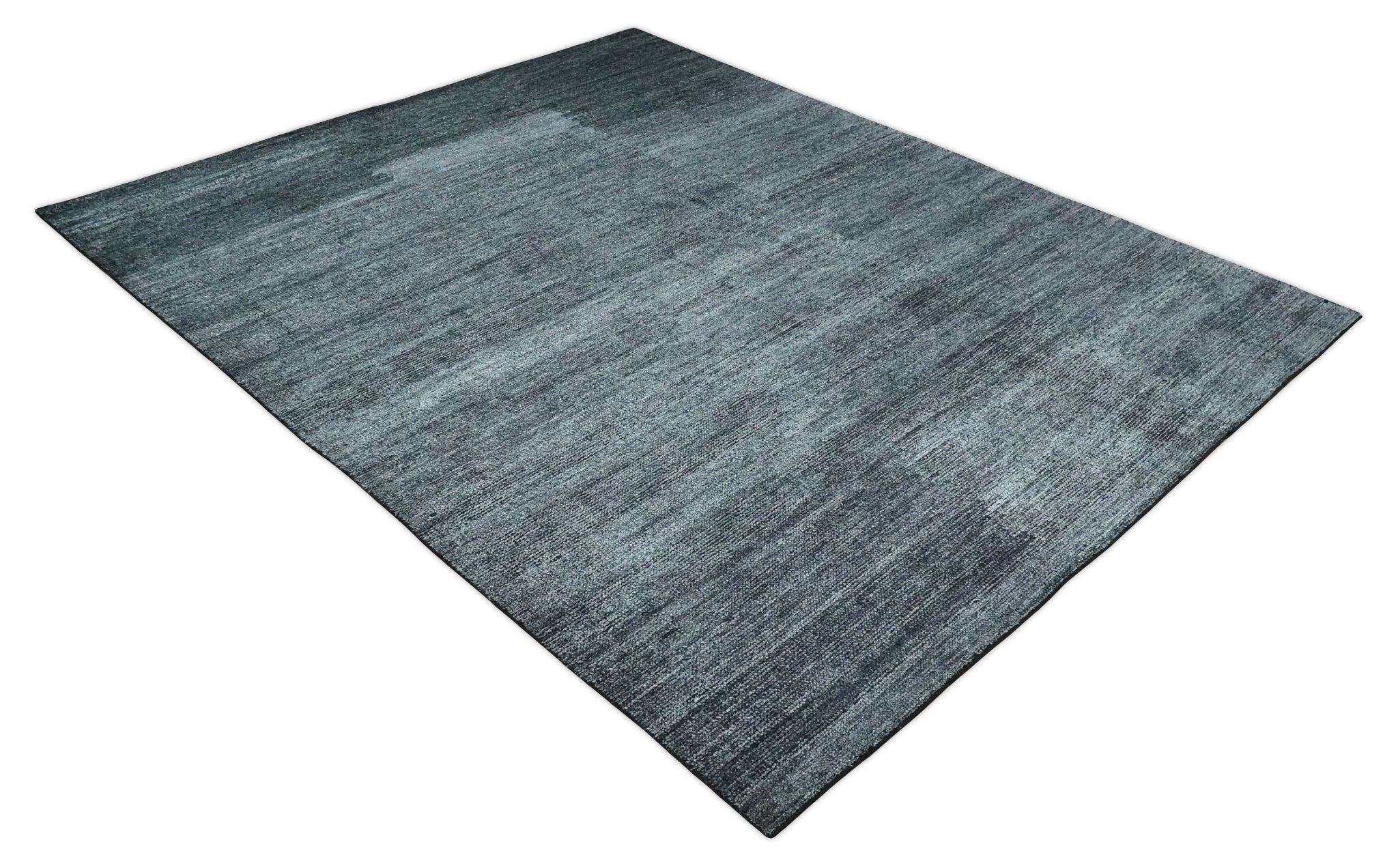 8x10 Charcoal and Silver Blended Hand knotted Bamboo Silk Area Rug - Image 9