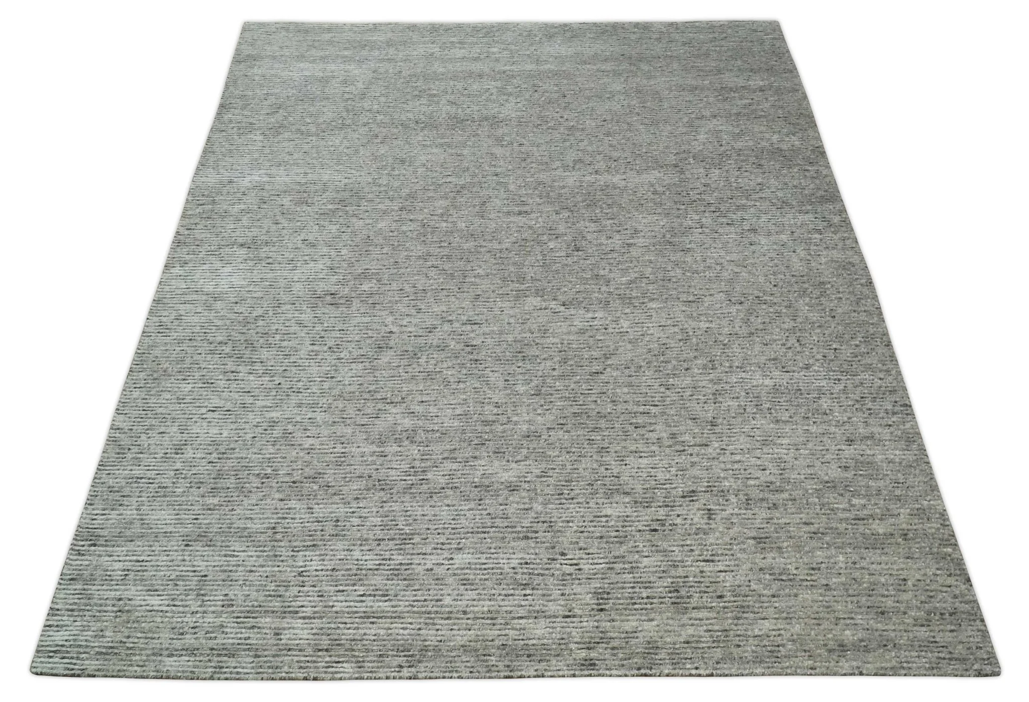 8x10 Charcoal and Silver Blended Tibetan Wool and Silk Area Rug - Image 10