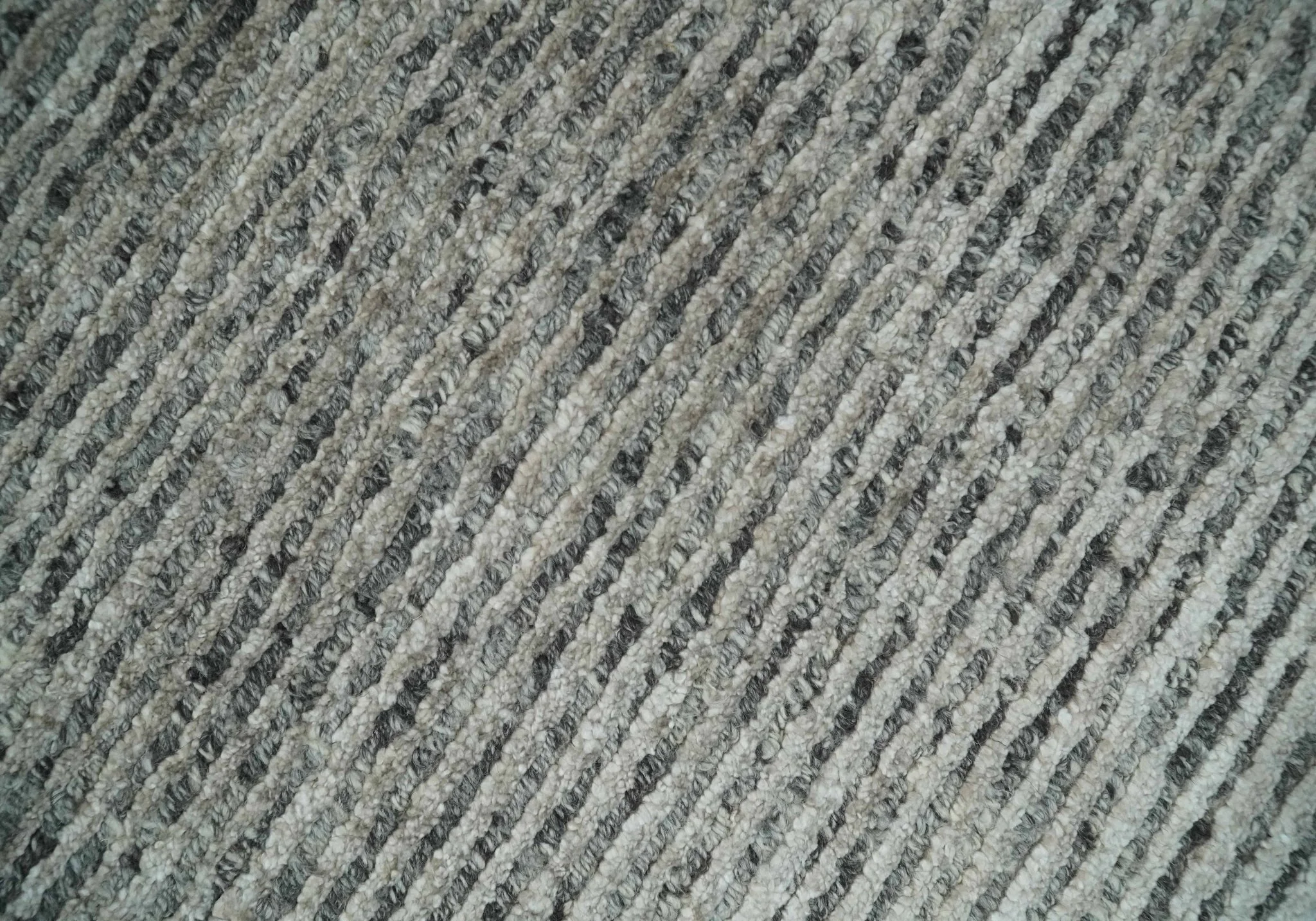 8x10 Charcoal and Silver Blended Tibetan Wool and Silk Area Rug - Image 4