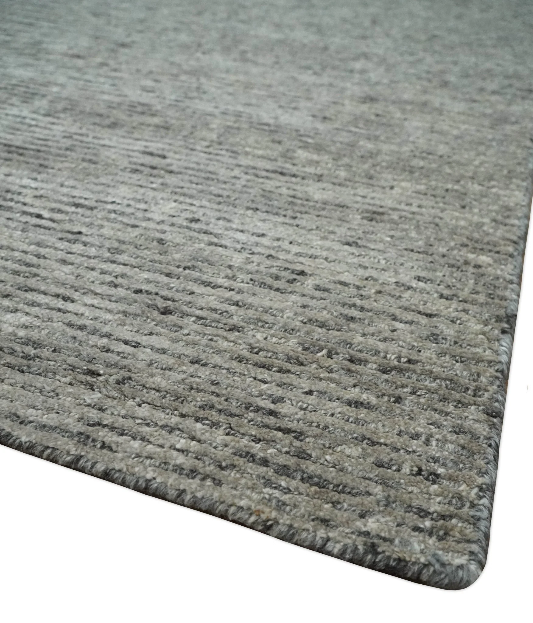 8x10 Charcoal and Silver Blended Tibetan Wool and Silk Area Rug - Image 5