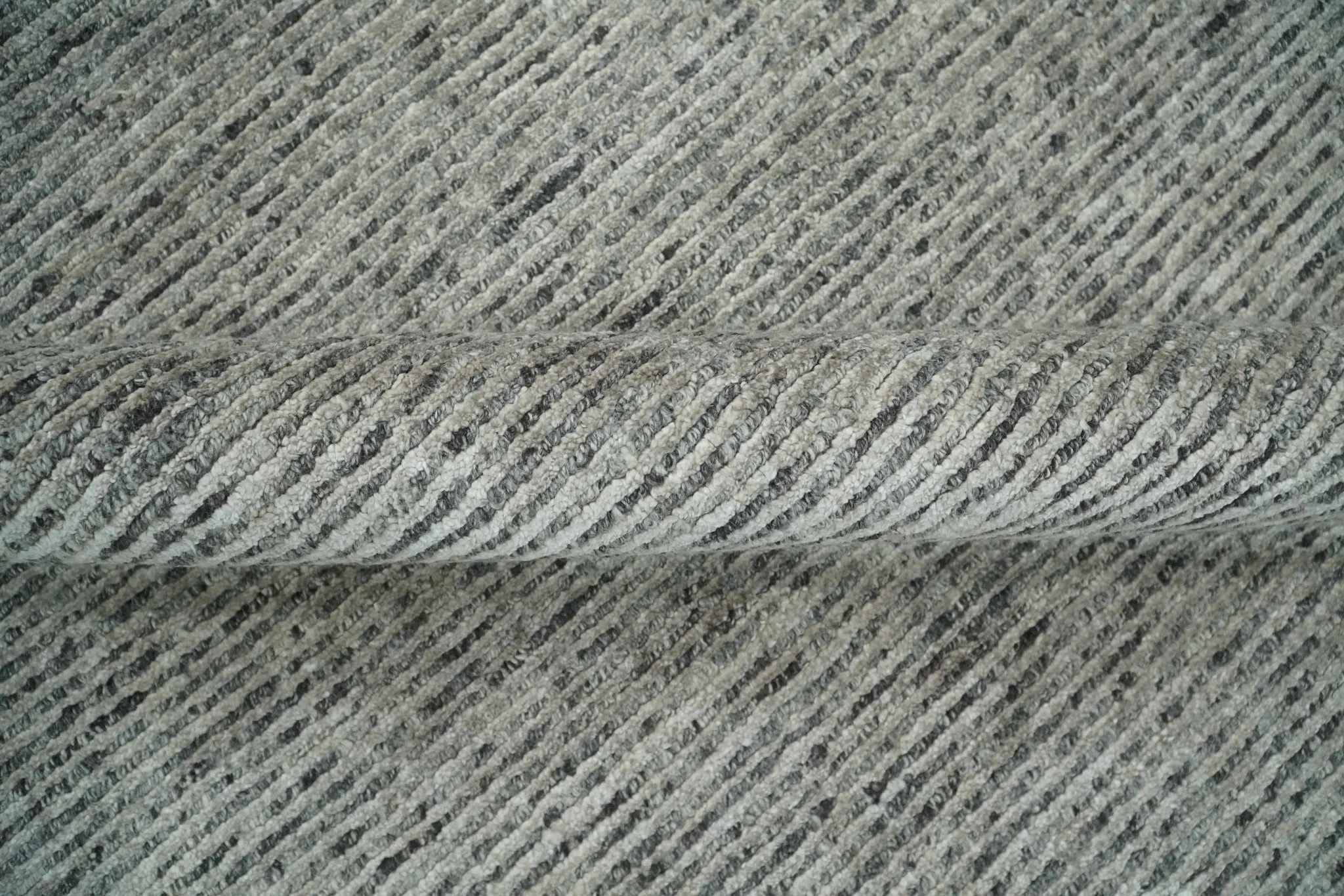 8x10 Charcoal and Silver Blended Tibetan Wool and Silk Area Rug - Image 6