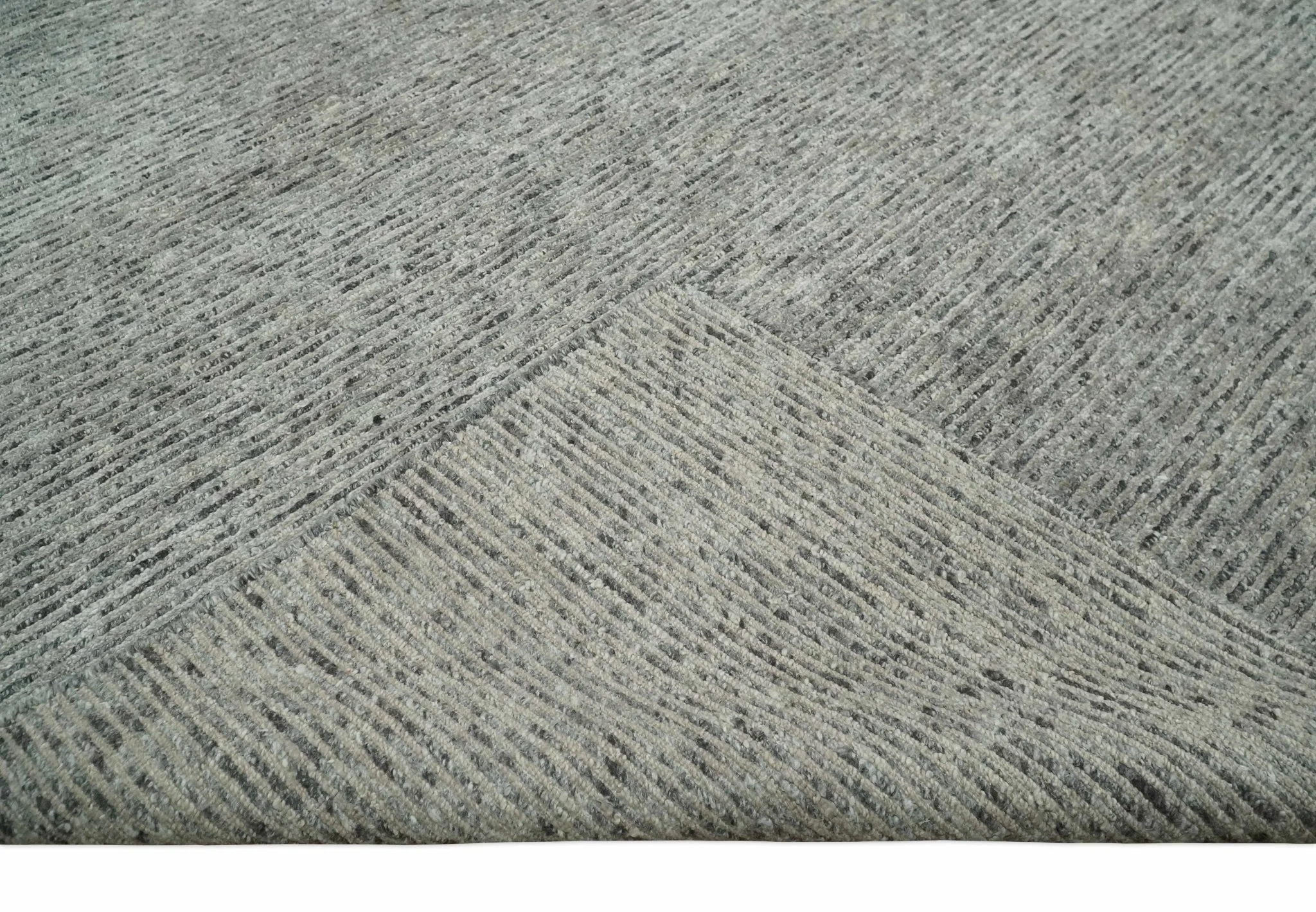 8x10 Charcoal and Silver Blended Tibetan Wool and Silk Area Rug - Image 8