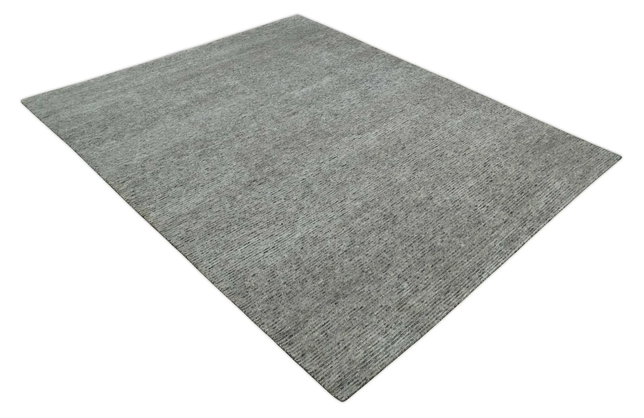 8x10 Charcoal and Silver Blended Tibetan Wool and Silk Area Rug - Image 9