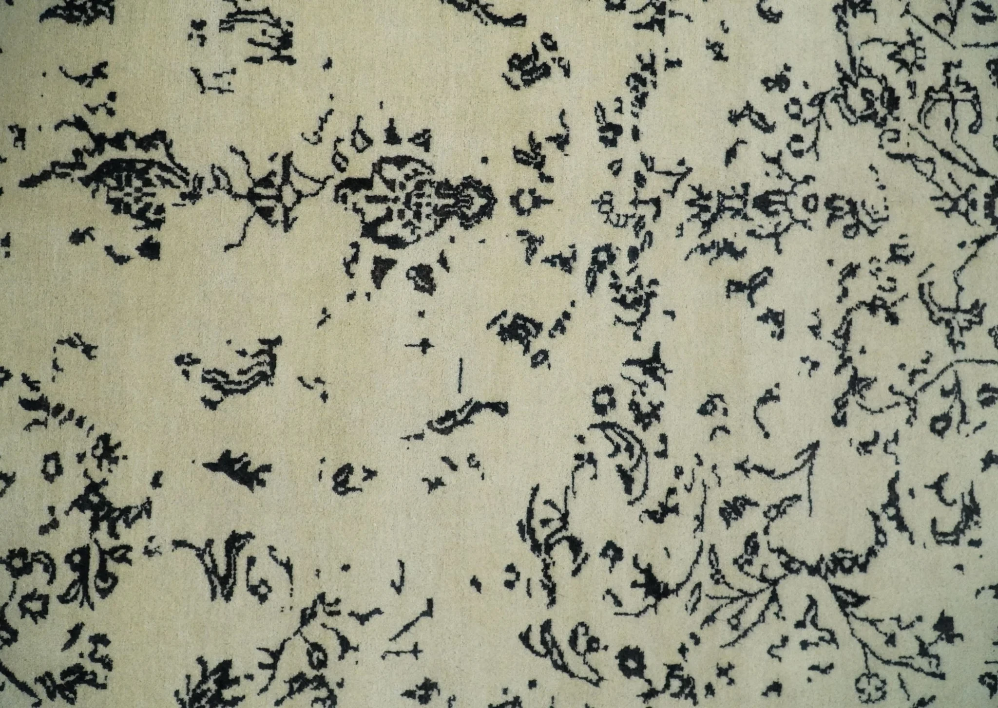 8x10 Fine Hand Knotted Beige and Black Traditional Vintage Persian Antique Wool Rug | AGR35 - Image 11