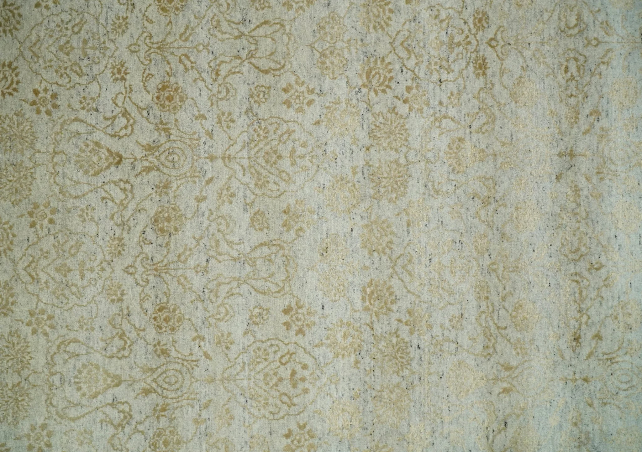 8x10 Fine Hand Knotted Beige and Gold Traditional Vintage Persian Style Antique Silk Rug | AGR21 - Image 11