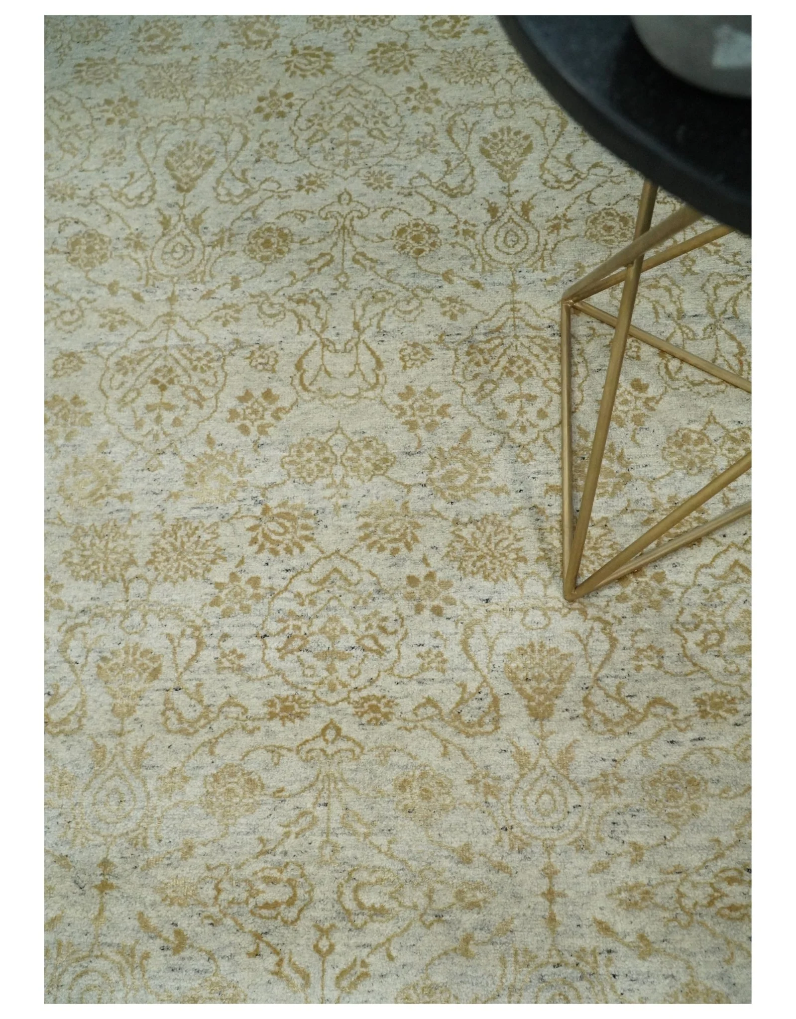 8x10 Fine Hand Knotted Beige and Gold Traditional Vintage Persian Style Antique Silk Rug | AGR21 - Image 2
