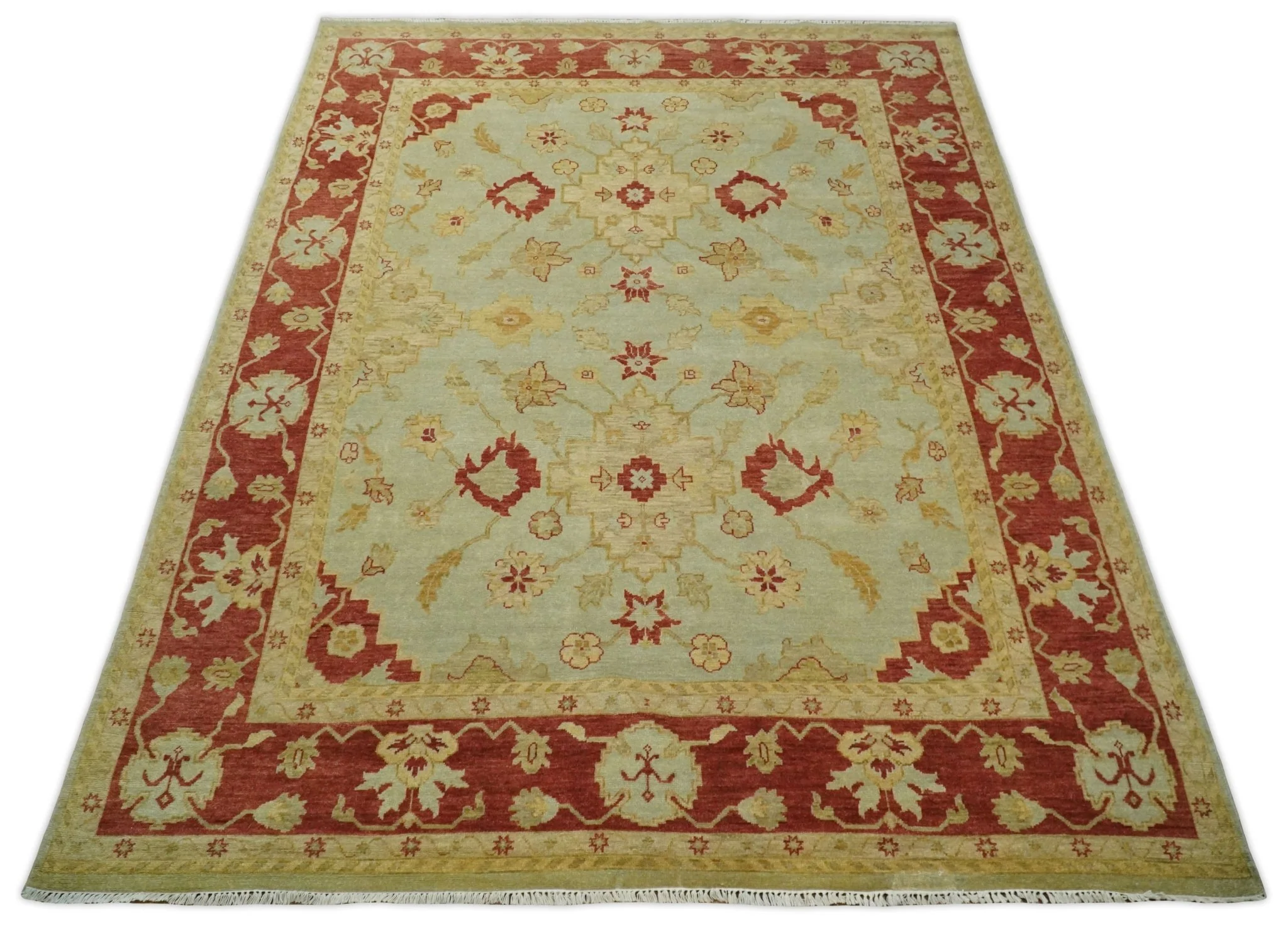 8x10 Fine Hand Knotted Beige and Rust Traditional Vintage Persian Antique Wool Rug | AGR36 - Image 10