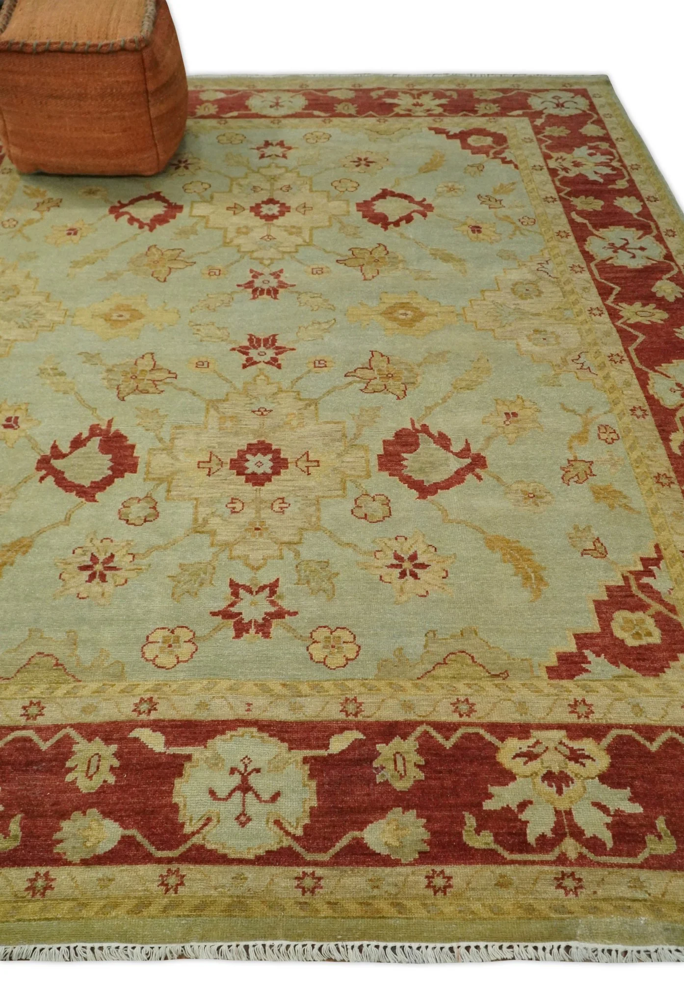 8x10 Fine Hand Knotted Beige and Rust Traditional Vintage Persian Antique Wool Rug | AGR36 - Image 3
