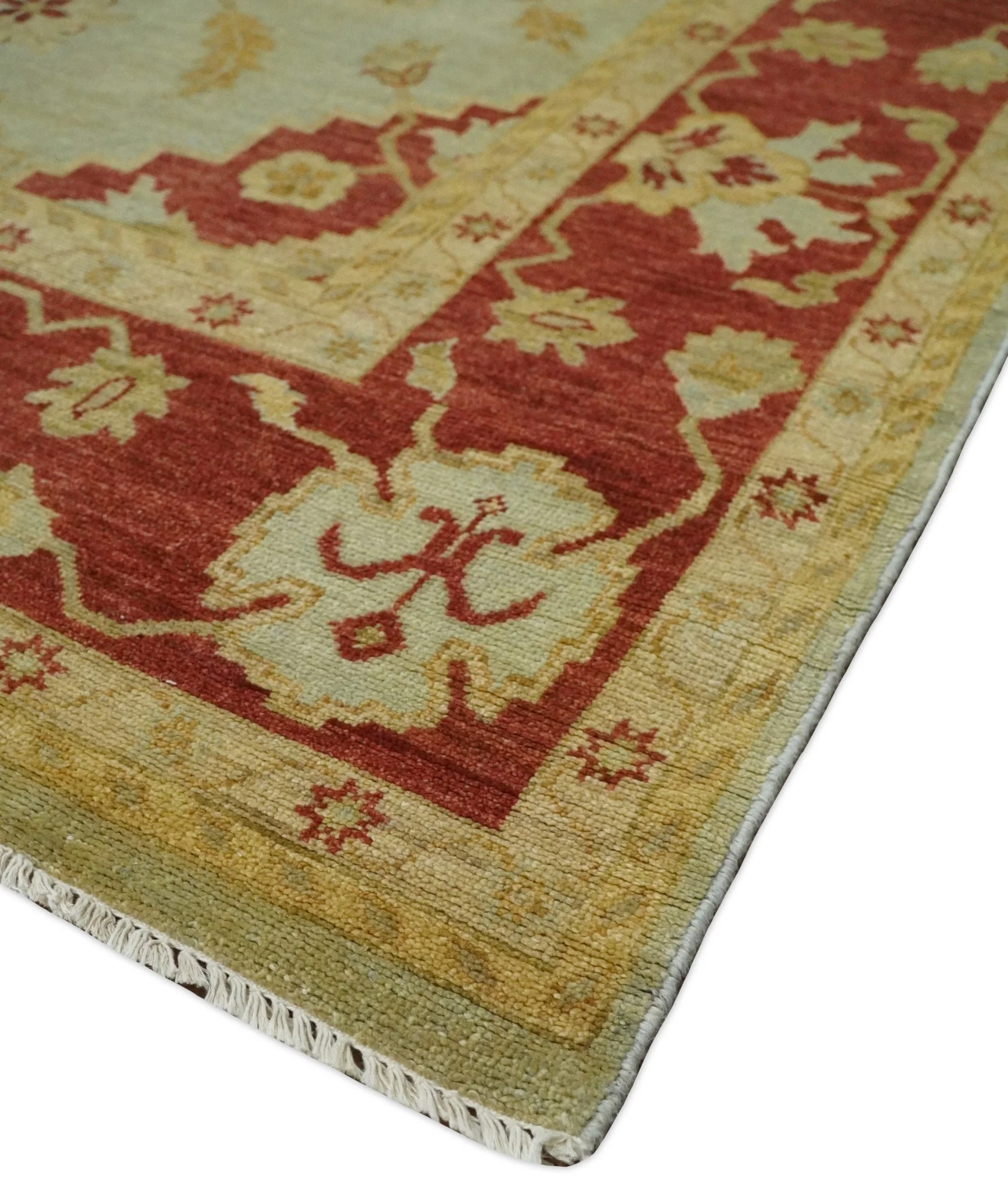 8x10 Fine Hand Knotted Beige and Rust Traditional Vintage Persian Antique Wool Rug | AGR36 - Image 5