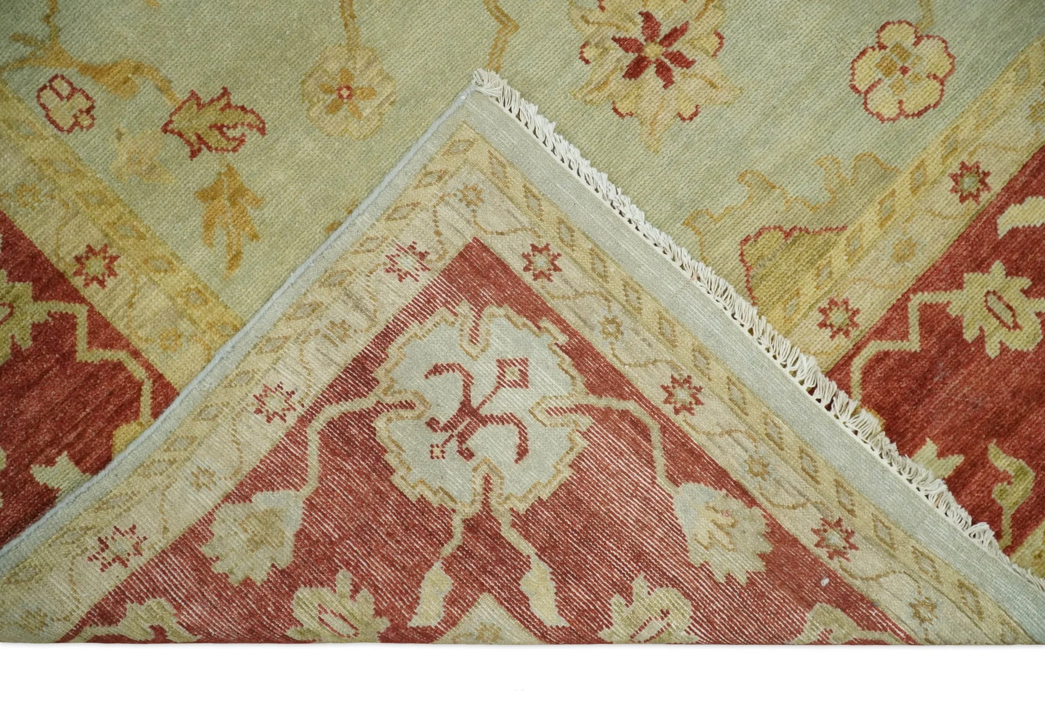 8x10 Fine Hand Knotted Beige and Rust Traditional Vintage Persian Antique Wool Rug | AGR36 - Image 7