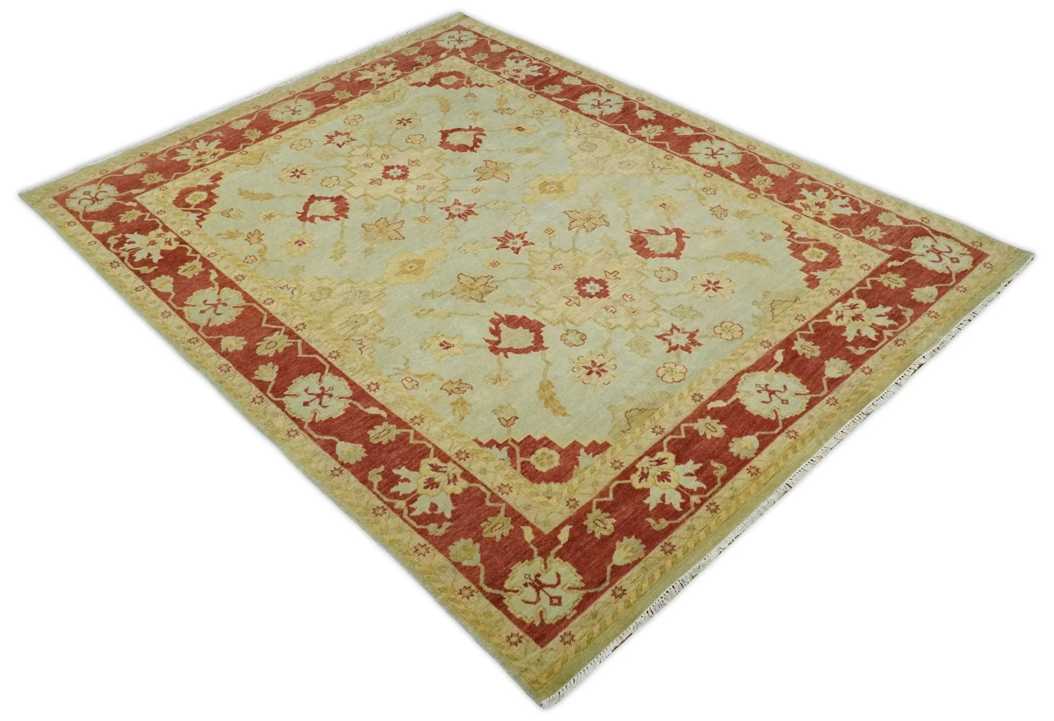 8x10 Fine Hand Knotted Beige and Rust Traditional Vintage Persian Antique Wool Rug | AGR36 - Image 9