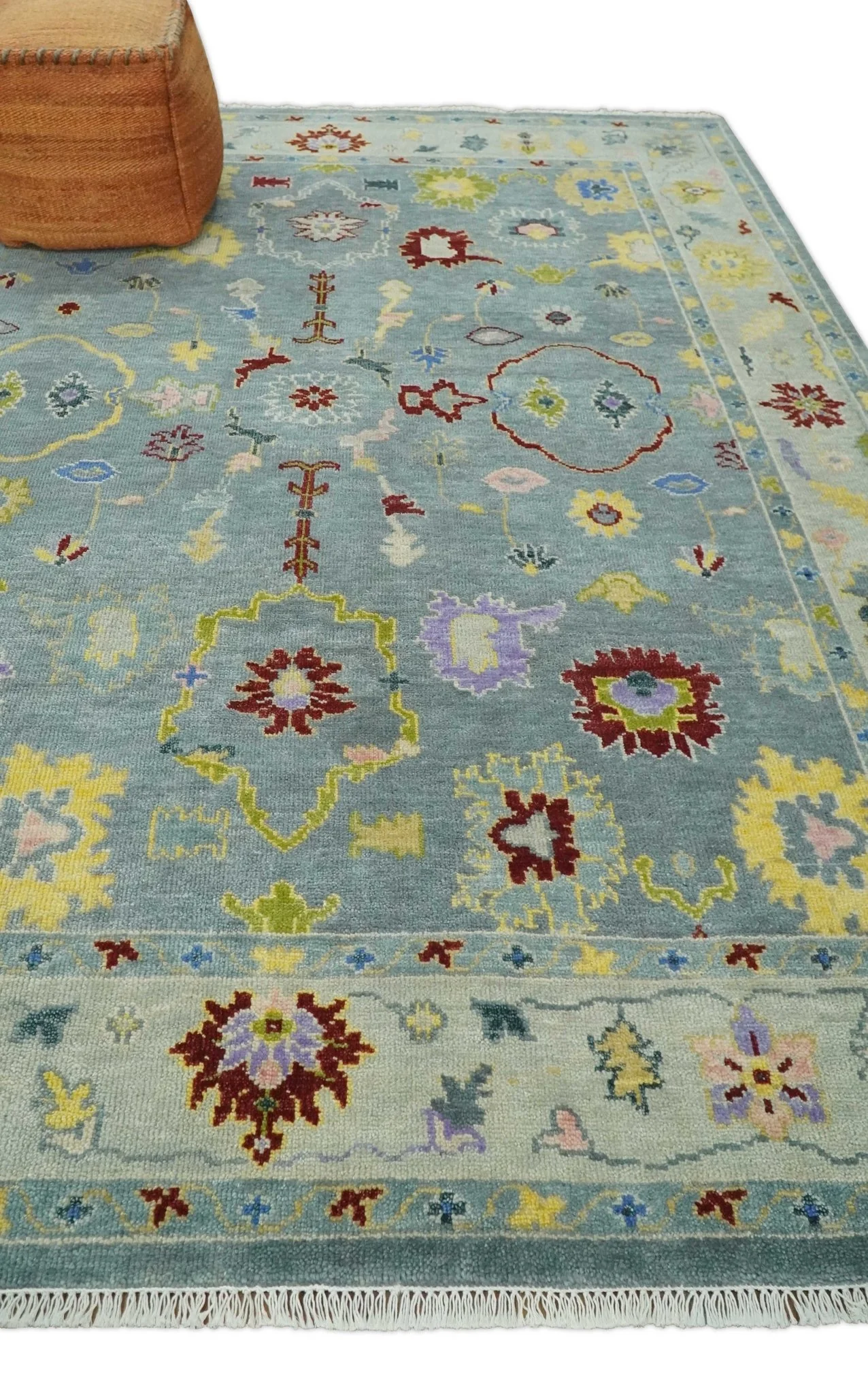 8x10 Fine Hand Knotted Blue and Beige Traditional Vintage Antique Persian Wool Rug | TRDCP893810 - Image 3