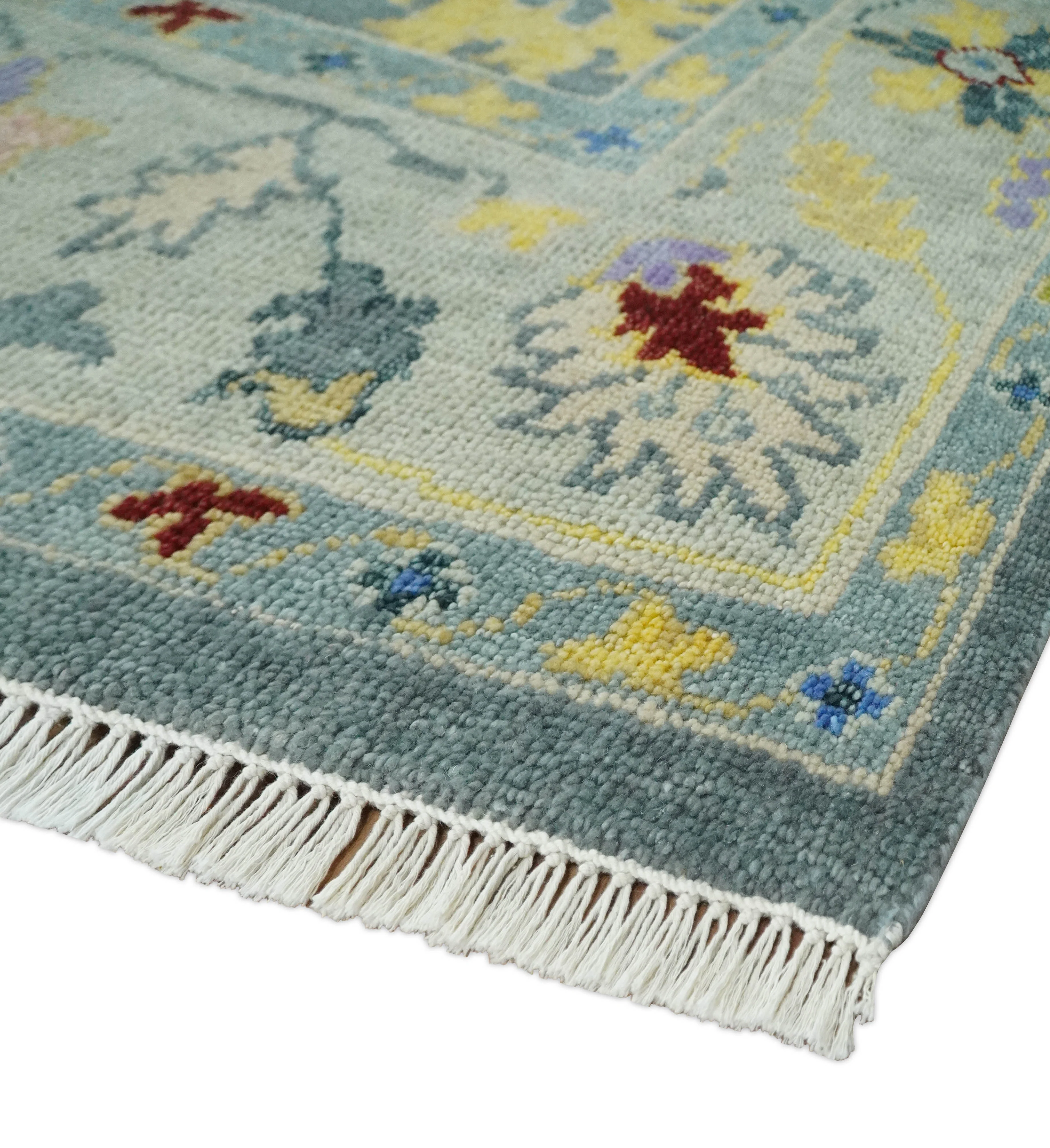 8x10 Fine Hand Knotted Blue and Beige Traditional Vintage Antique Persian Wool Rug | TRDCP893810 - Image 5