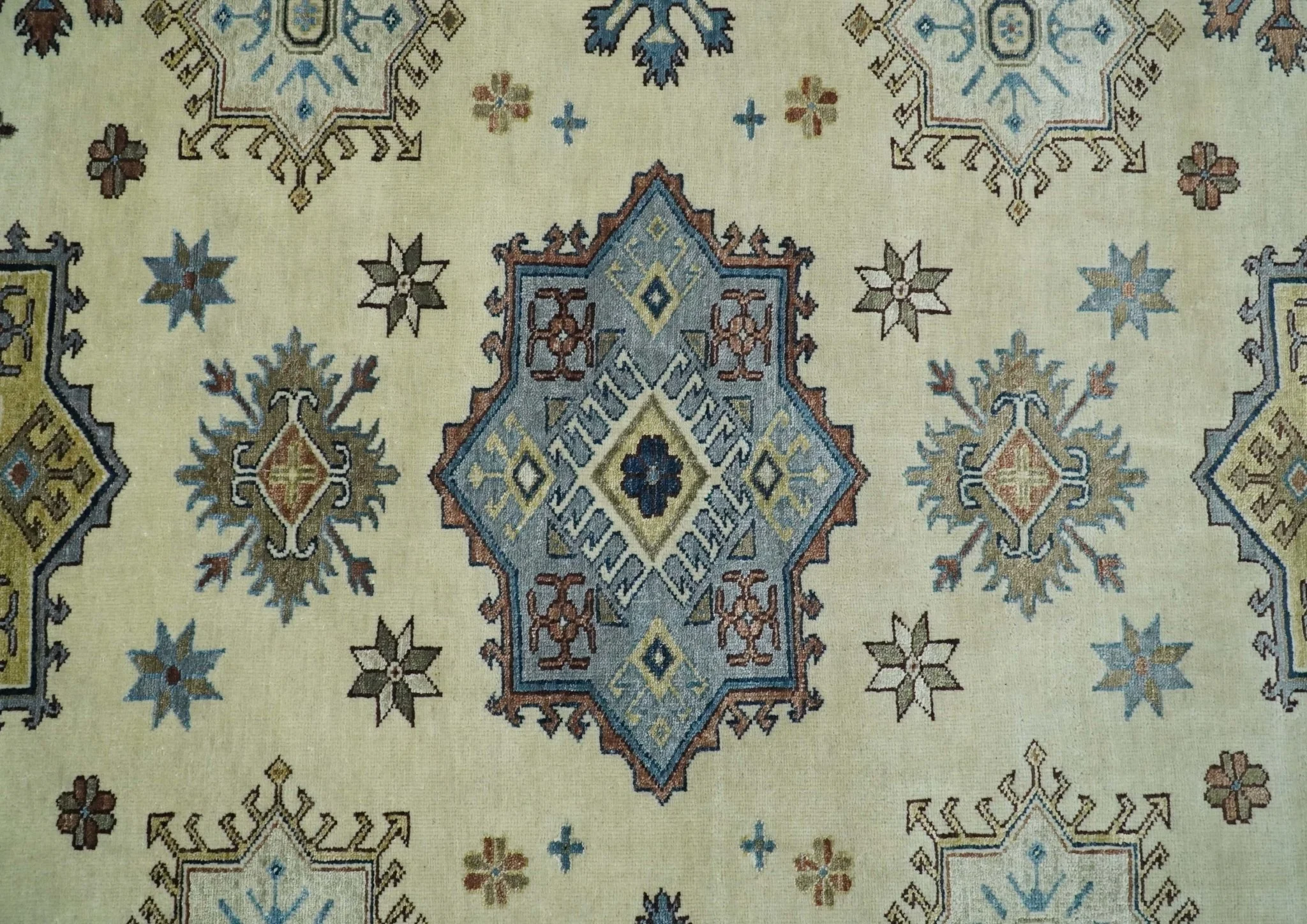 8x10 Fine Hand Knotted Blue and Beige Traditional Vintage Persian Style Antique Wool and Silk Rug | TRDCP510810 - Image 5