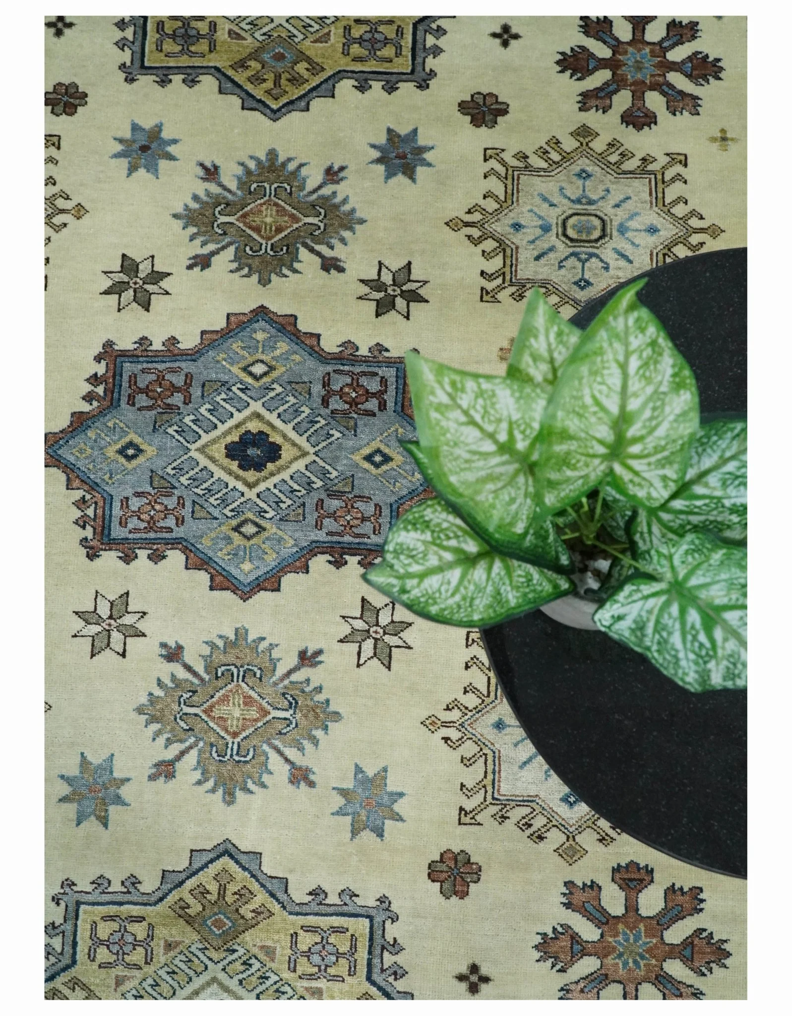 8x10 Fine Hand Knotted Blue and Beige Traditional Vintage Persian Style Antique Wool and Silk Rug | TRDCP510810 - Image 9