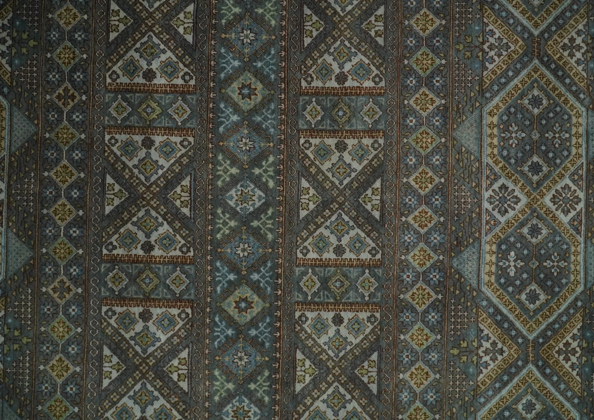 8x10 Fine Hand Knotted Brown and Blue Southwestern Traditional Antique Area Rug | AGR41 - Image 11