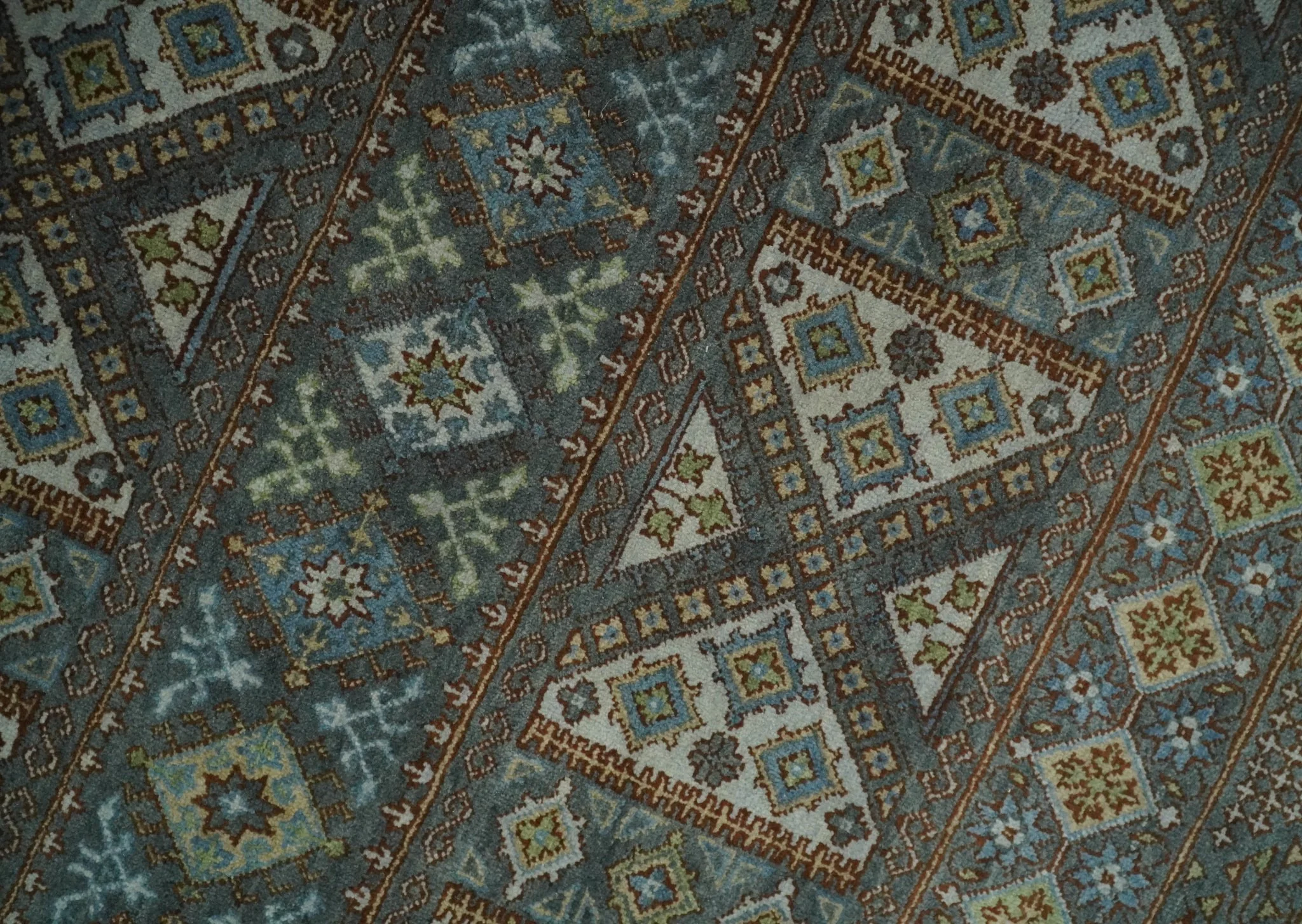 8x10 Fine Hand Knotted Brown and Blue Southwestern Traditional Antique Area Rug | AGR41 - Image 4