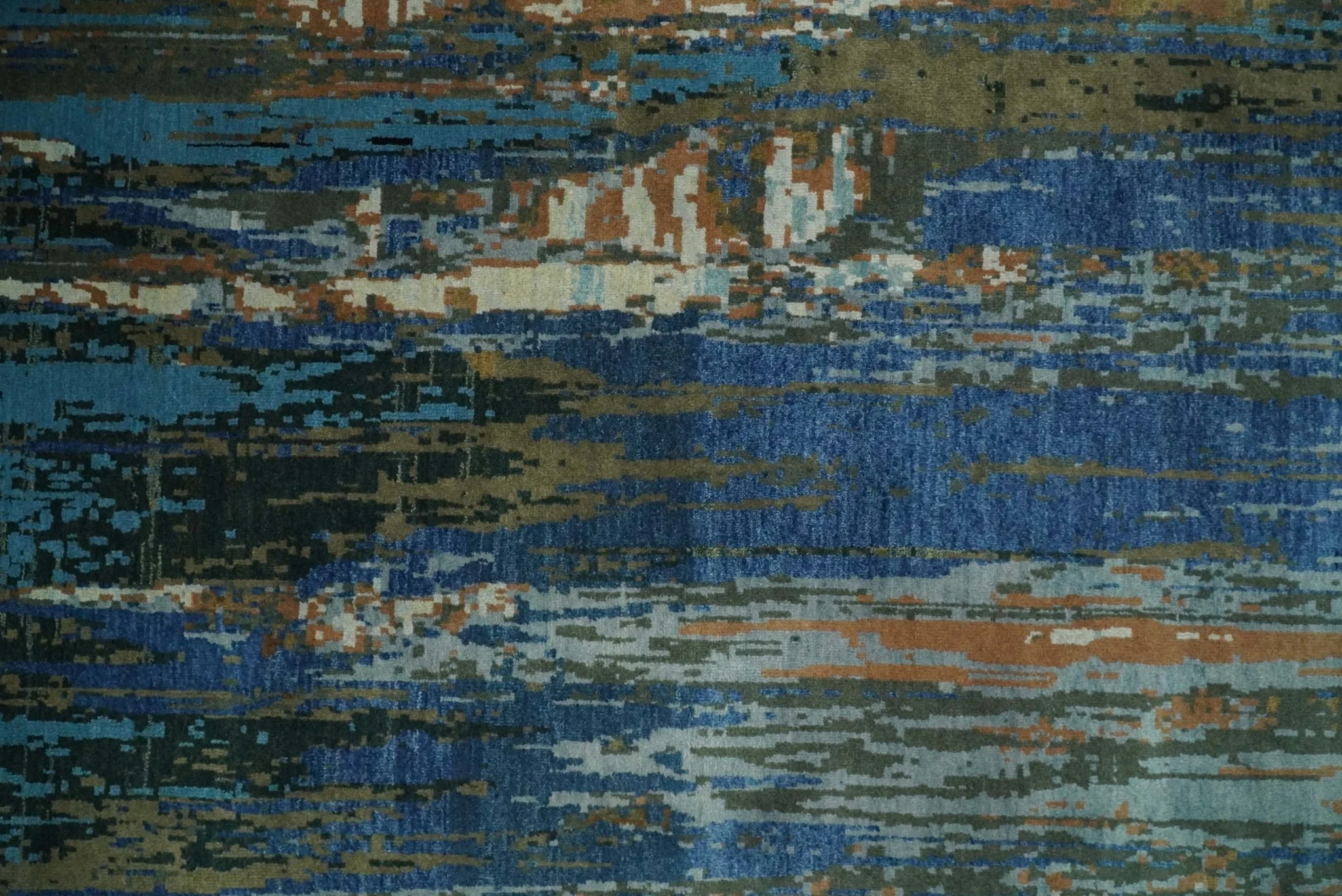 8x10 Fine Hand Knotted Blue and Brown Modern Abstract Wool Area Rug | AGR42 - Image 12