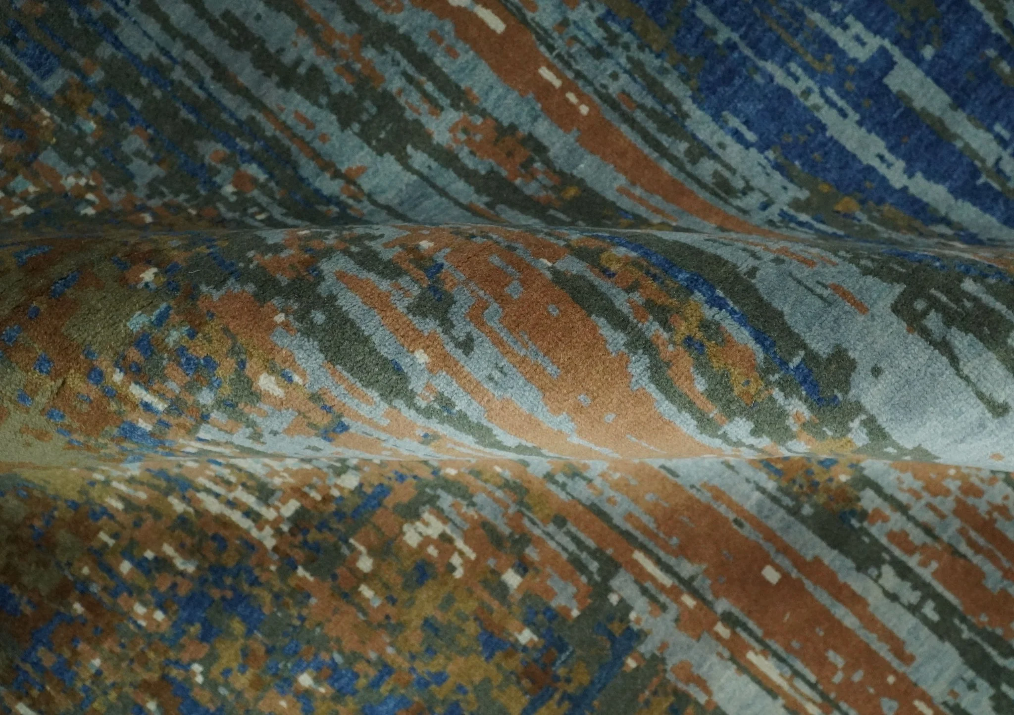 8x10 Fine Hand Knotted Blue and Brown Modern Abstract Wool Area Rug | AGR42 - Image 8