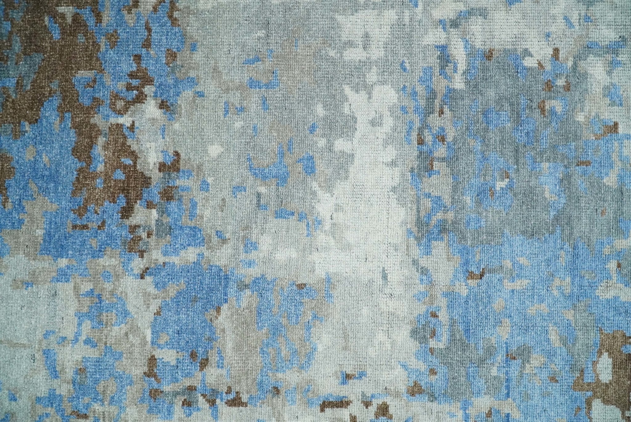 8x10 Hand Knotted Blue and Silver Modern Abstract Low Pile Contemporary Wool Rug | TRD2650 - Image 12