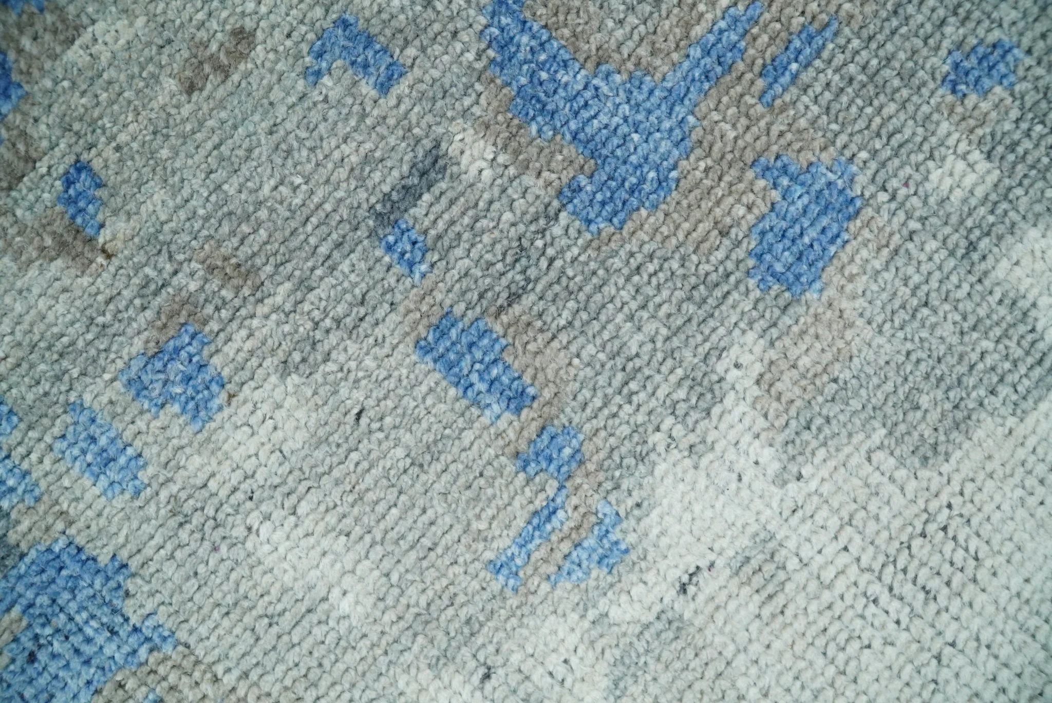 8x10 Hand Knotted Blue and Silver Modern Abstract Low Pile Contemporary Wool Rug | TRD2650 - Image 4