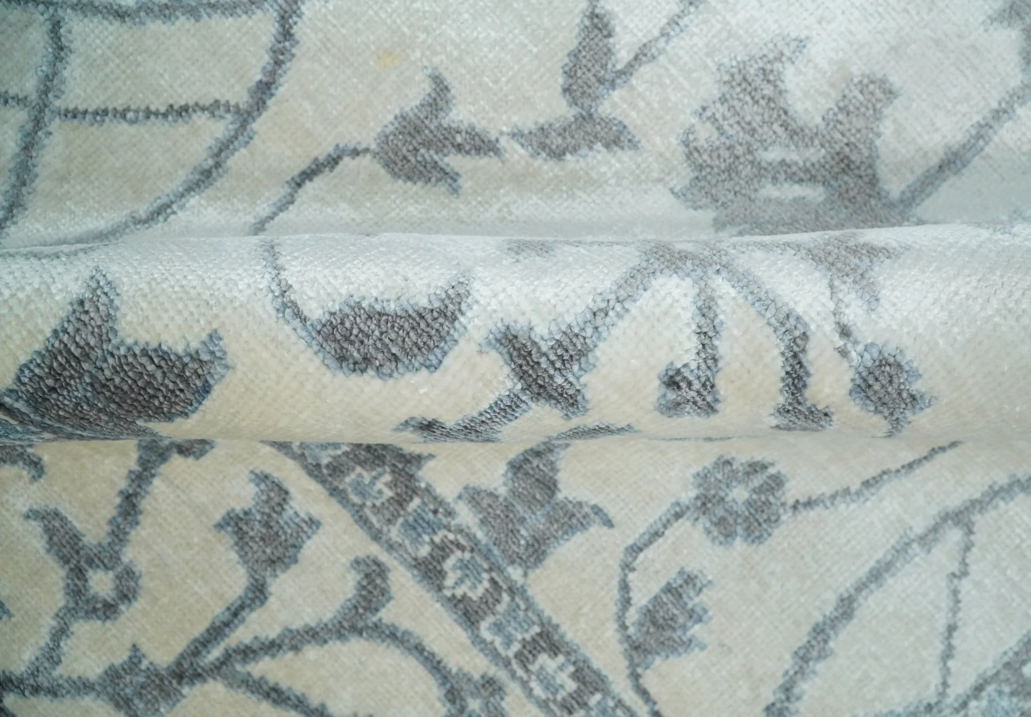 8x10 Fine Hand Knotted Blue, Gray and Brown Traditional Turkish Style Antique Bamboo Silk Rug | TRDCP503810 - Image 7