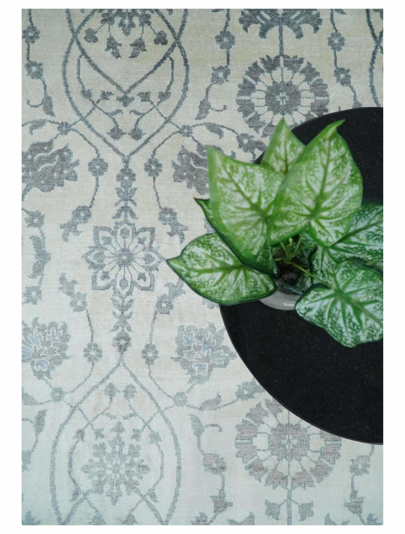 8x10 Fine Hand Knotted Blue, Gray and Brown Traditional Turkish Style Antique Bamboo Silk Rug | TRDCP503810 - Image 9