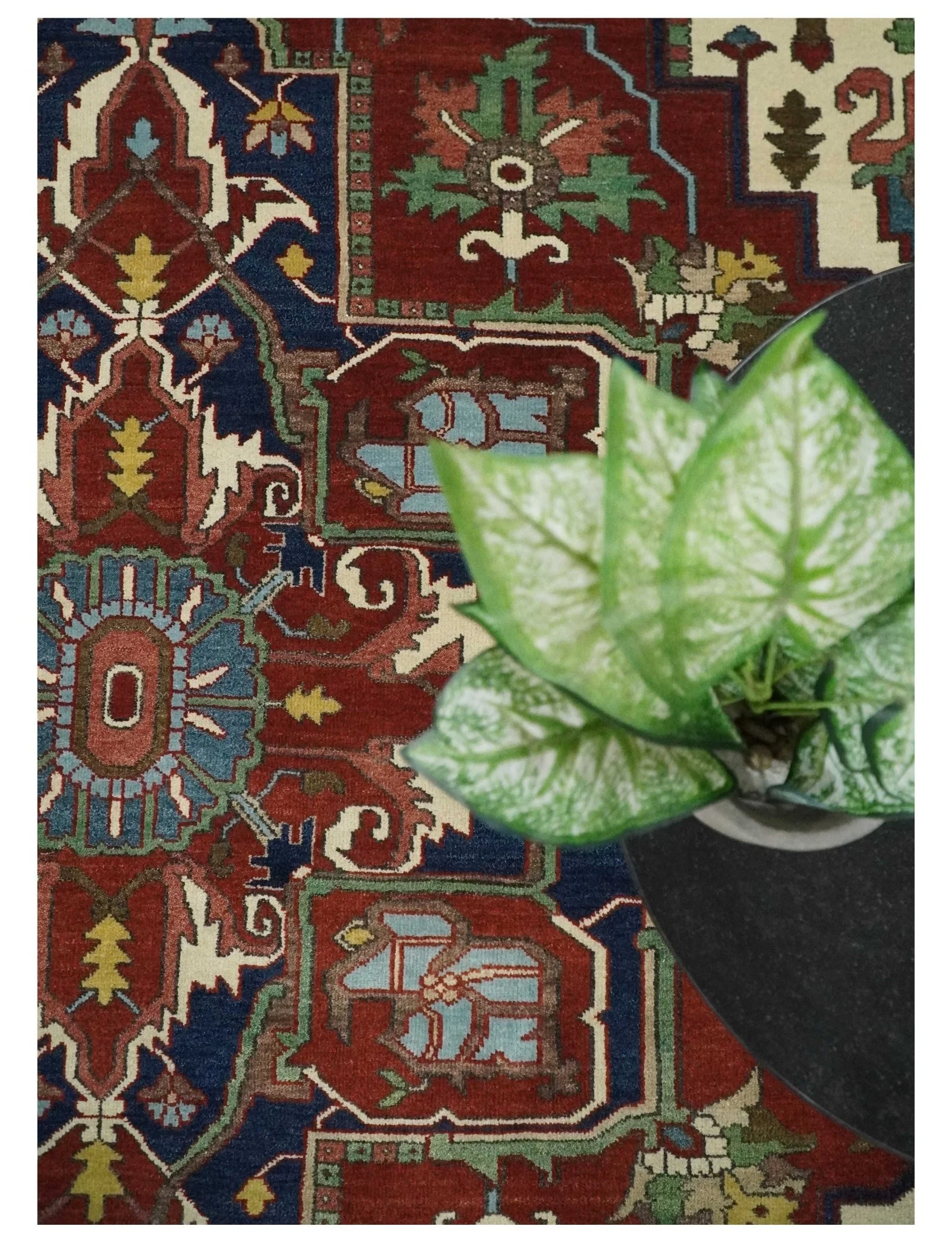 8x10 and 9x12 Fine Hand Knotted Blue, Ivory and Rust Traditional Vintage Heriz Serapi Antique Wool Rug | TRDCP470 - Image 4