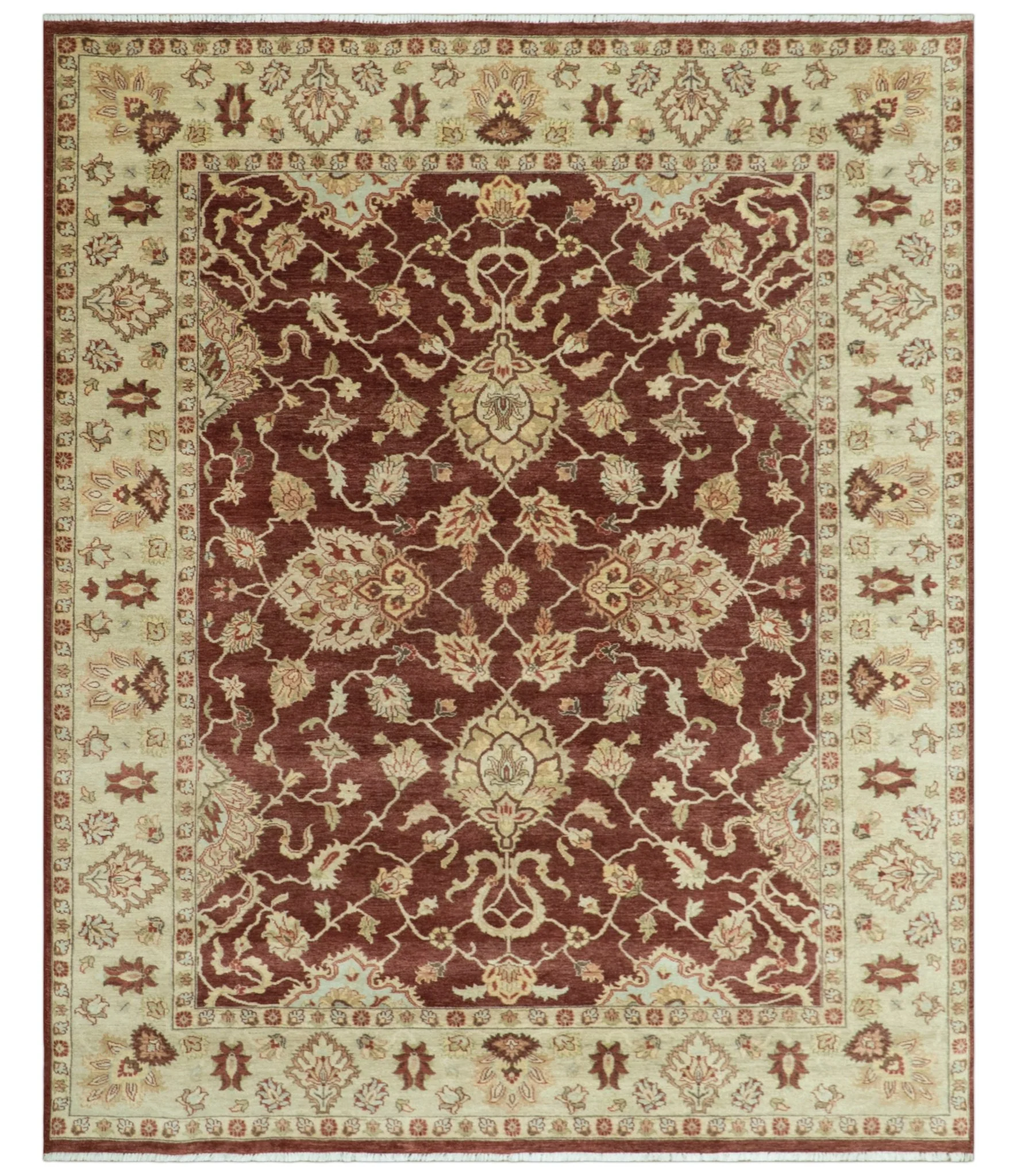 8X10 Fine Hand Knotted Rust And Gold Traditional Design Wool Rug - Image 10