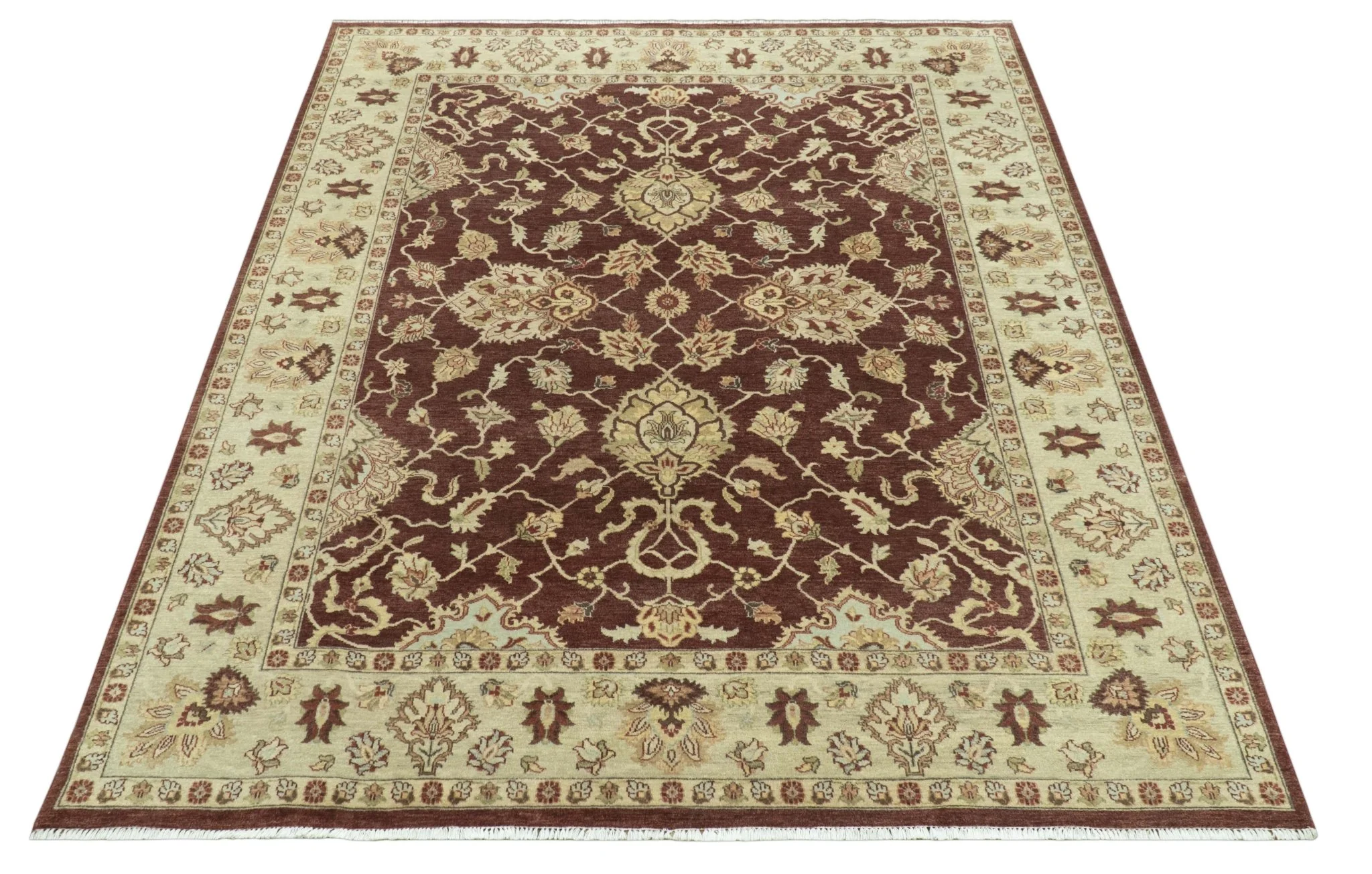 8X10 Fine Hand Knotted Rust And Gold Traditional Design Wool Rug - Image 11