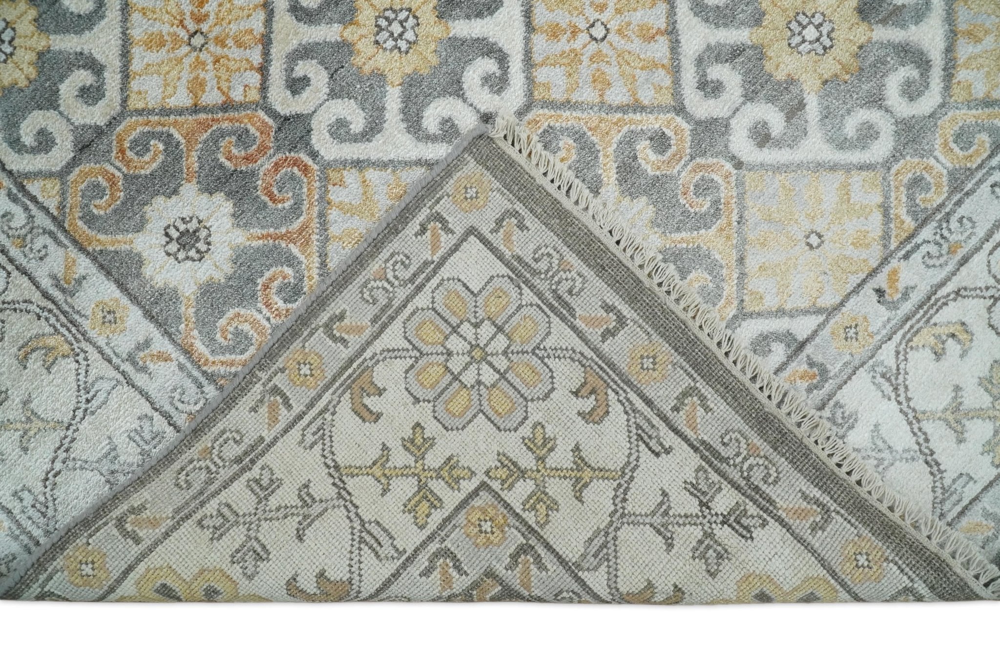 8x10 Fine Hand Knotted Camel and Beige Traditional Vintage Persian Style Antique Silk Rug | TRDCP536810 - Image 11