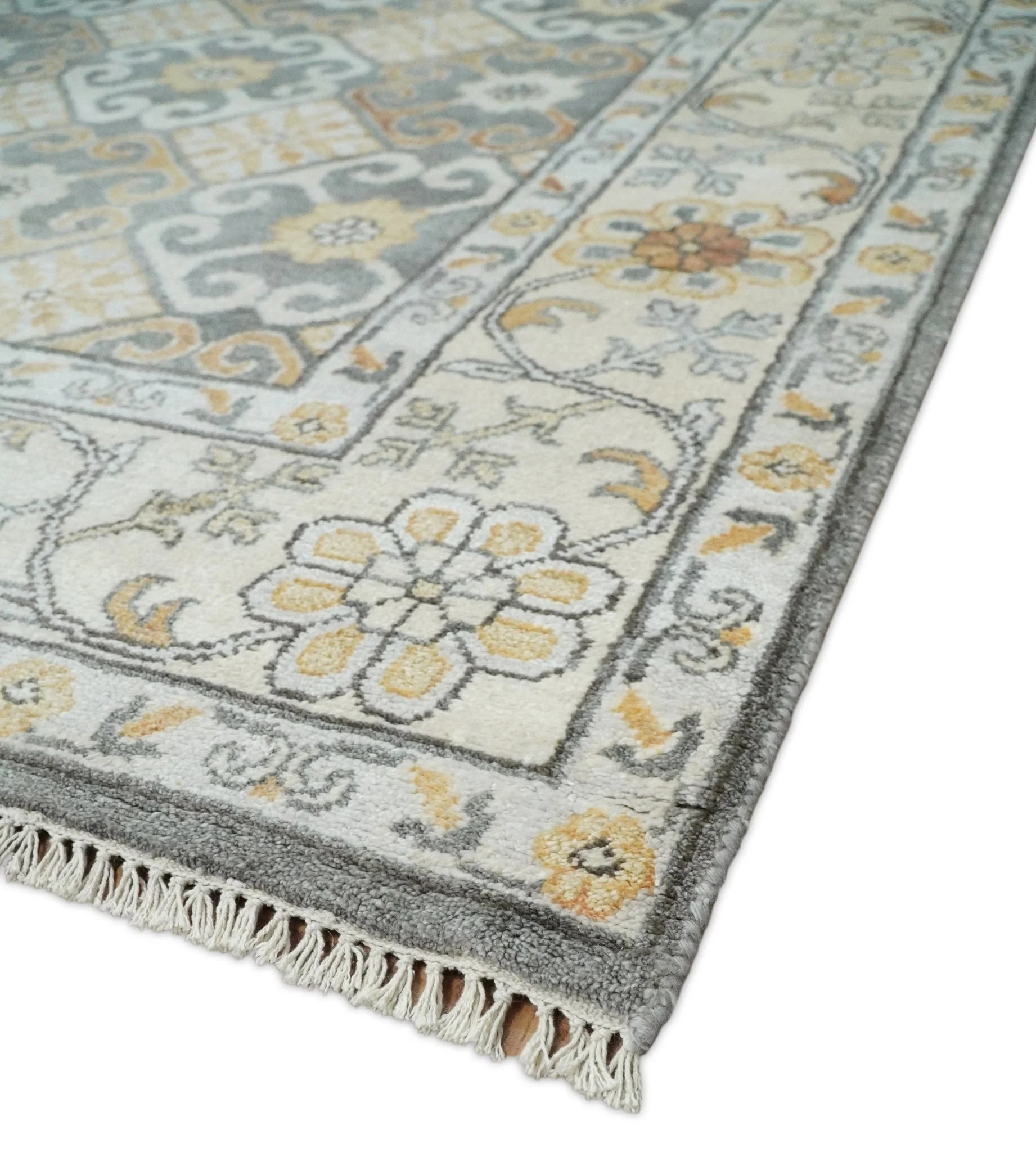 8x10 Fine Hand Knotted Camel and Beige Traditional Vintage Persian Style Antique Silk Rug | TRDCP536810 - Image 3
