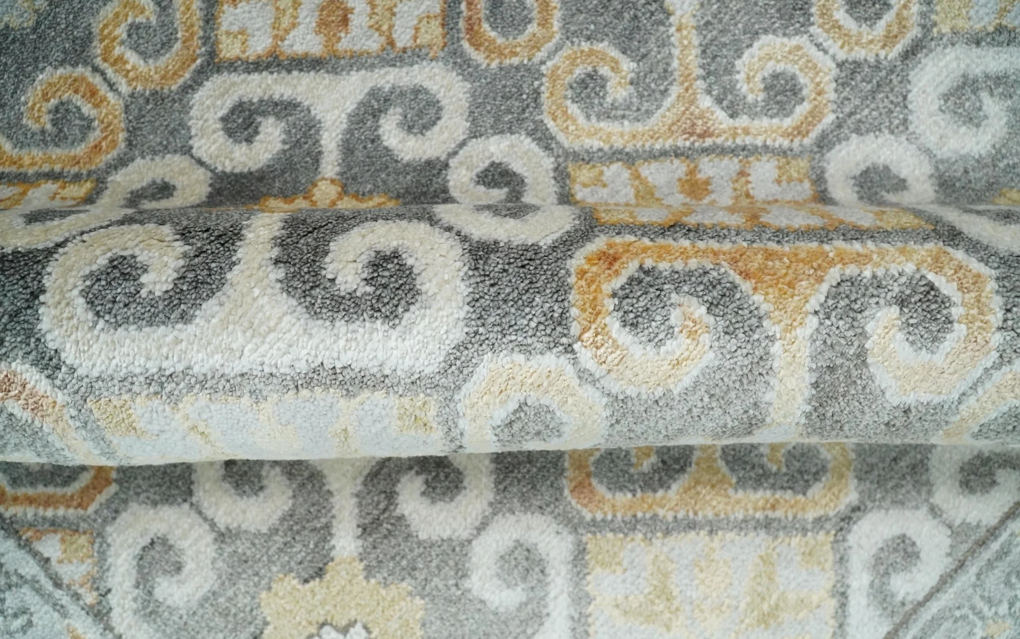 8x10 Fine Hand Knotted Camel and Beige Traditional Vintage Persian Style Antique Silk Rug | TRDCP536810 - Image 8