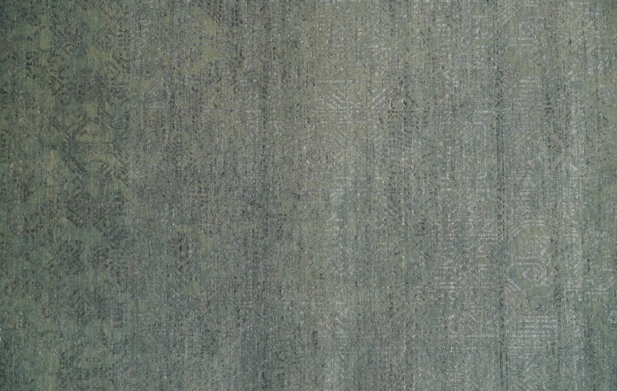 8x10 Fine Hand Knotted Charcoal and Silver Traditional Vintage Persian Style Antique Wool and Silk Rug | TRDCP665810 - Image 12