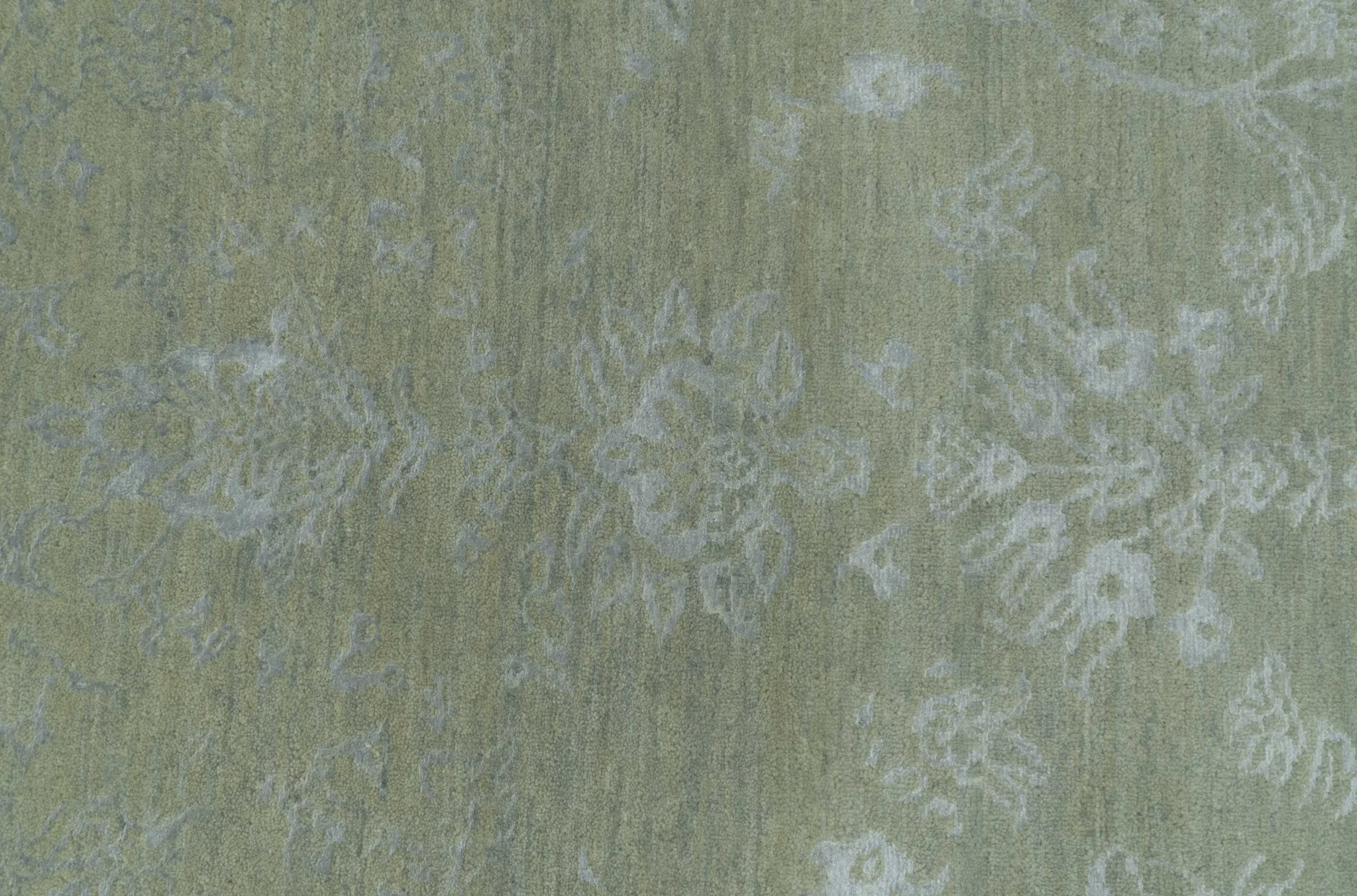 8X10 Fine Hand Knotted Green And Gray Modern abstract Design Wool and Art Silk Rug - Image 4