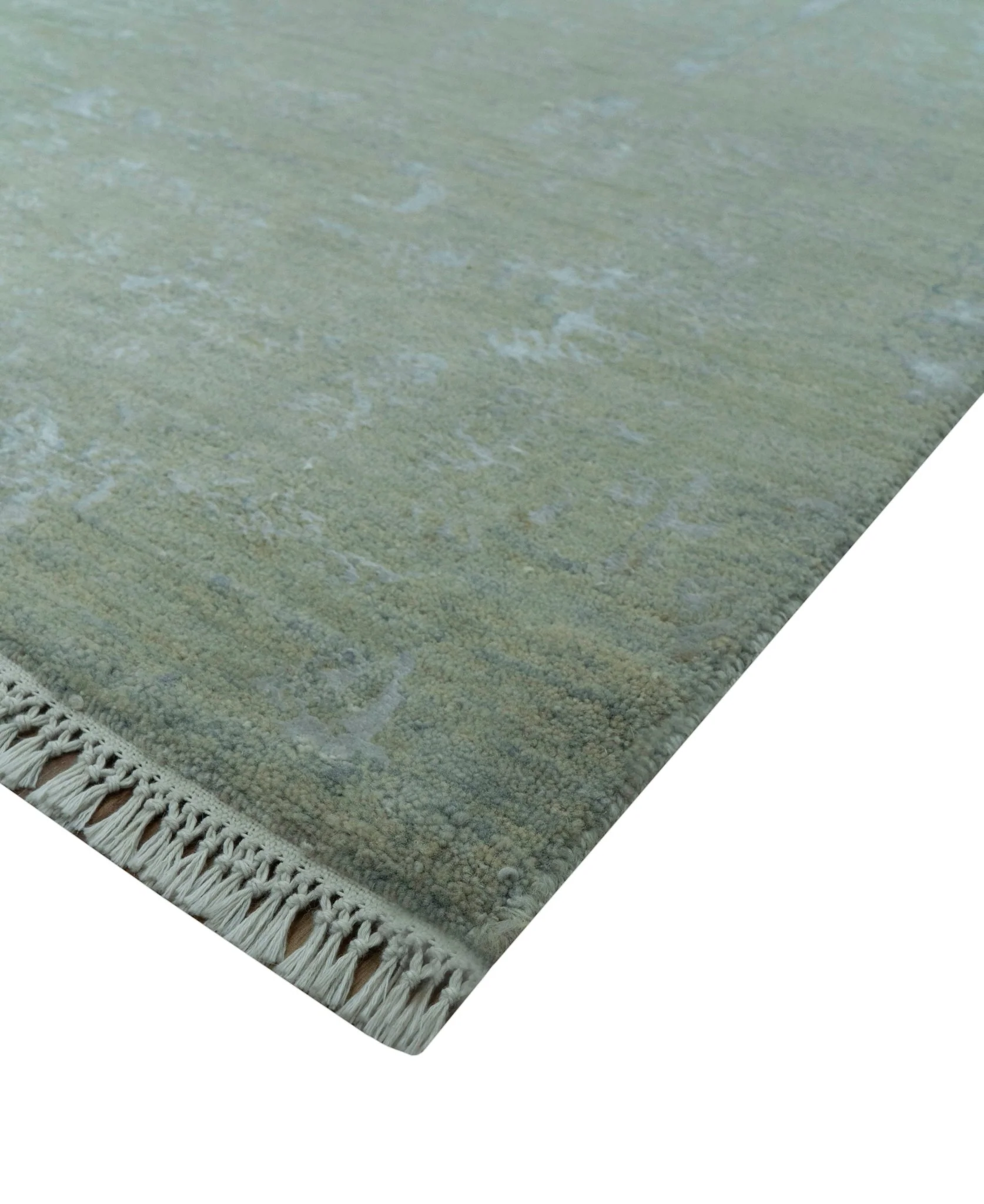 8X10 Fine Hand Knotted Green And Gray Modern abstract Design Wool and Art Silk Rug - Image 8