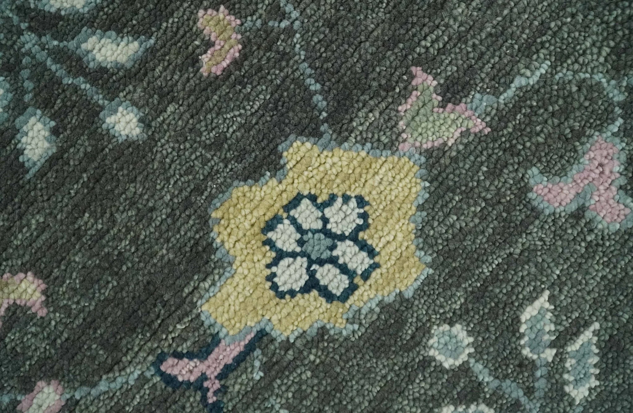 8x10 Hand Knotted Charcoal and Ivory Traditional Vintage Antique Persian Wool Rug | TRDCP891810 - Image 10