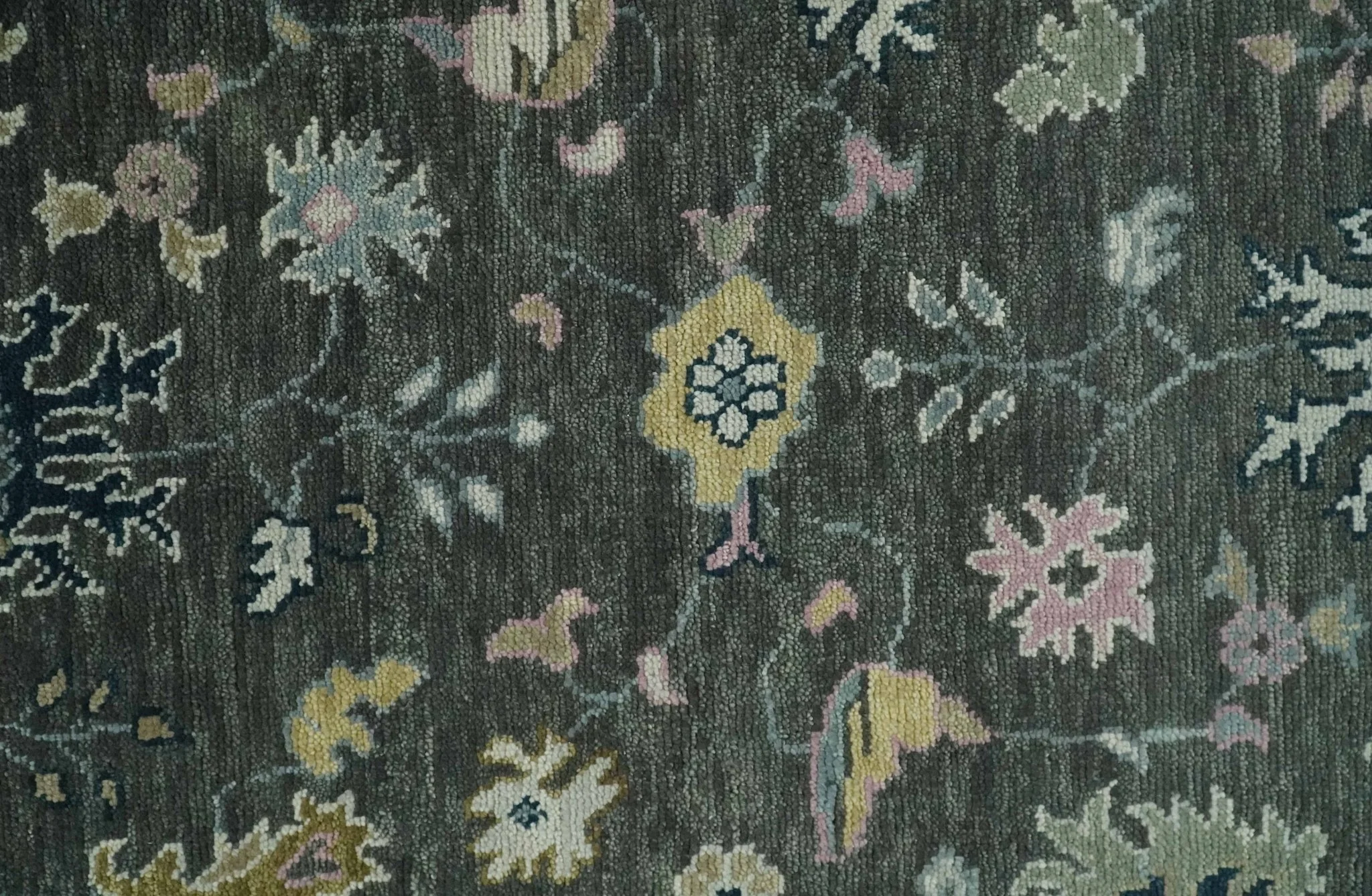 8x10 Hand Knotted Charcoal and Ivory Traditional Vintage Antique Persian Wool Rug | TRDCP891810 - Image 11
